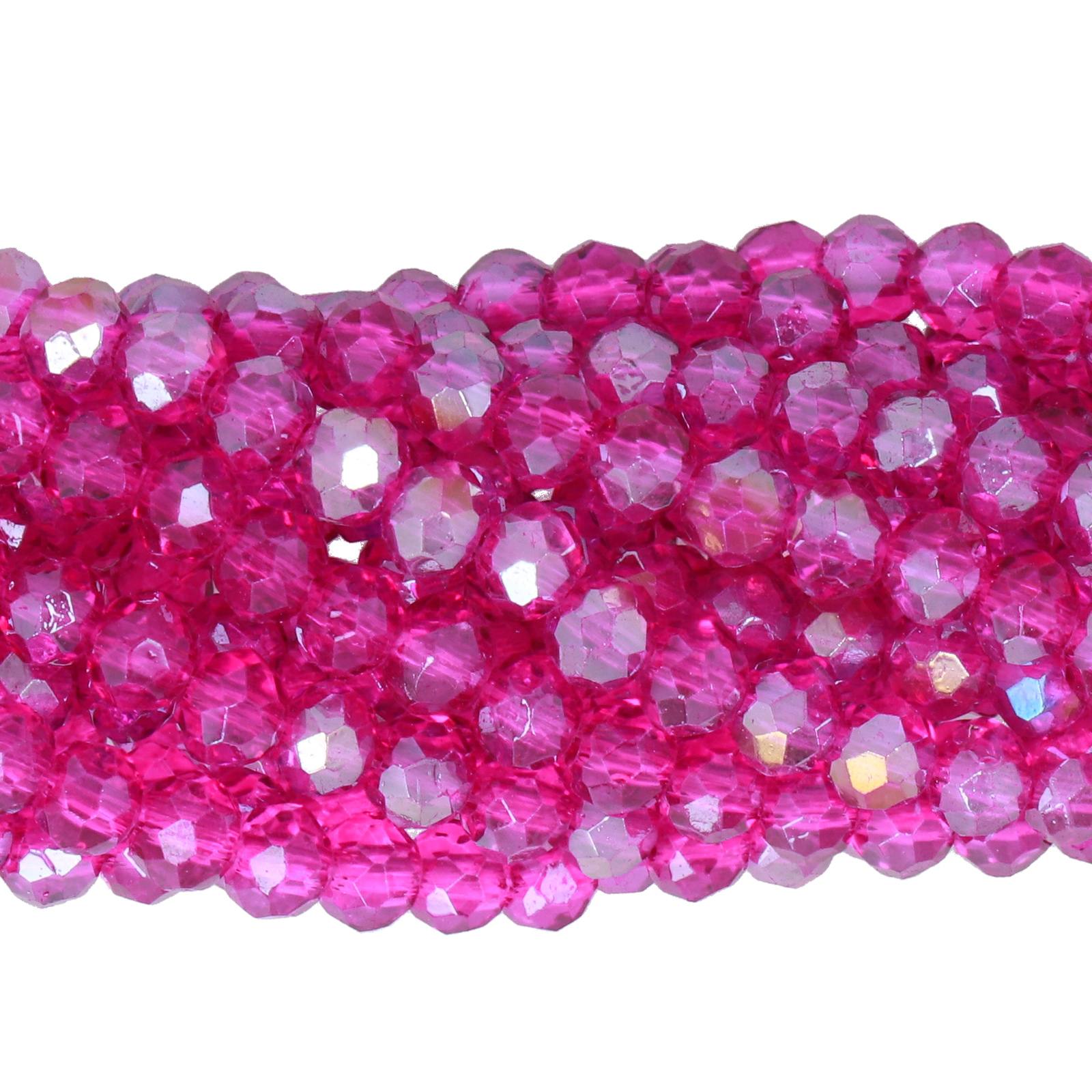 dark fuchsia ab chinese crystal faceted roundelle 4x3mm | 1 strand
