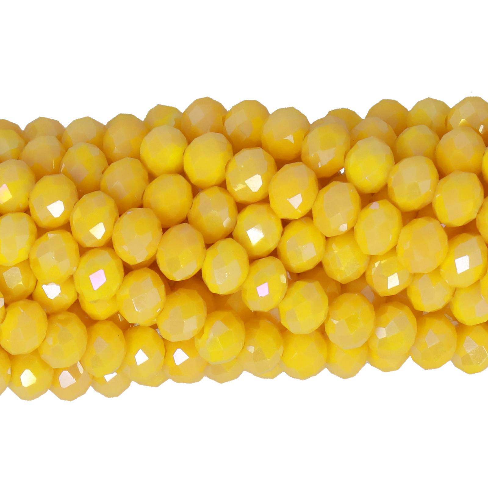 chinese glasperlen facettiertes rondelle opaque sunflower ab 4x3mm | 1-strang