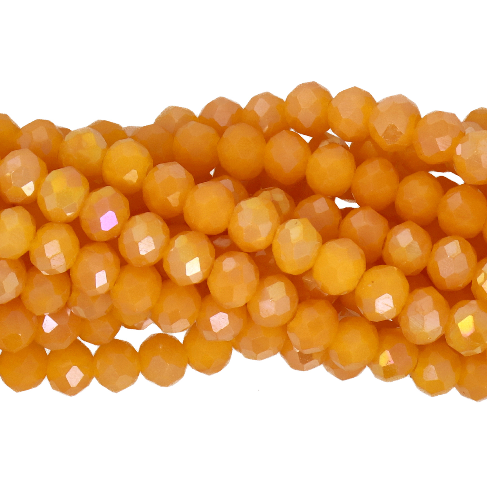 opaque tangerine ab chinese crystal faceted roundelle 4x3mm | 1 strand
