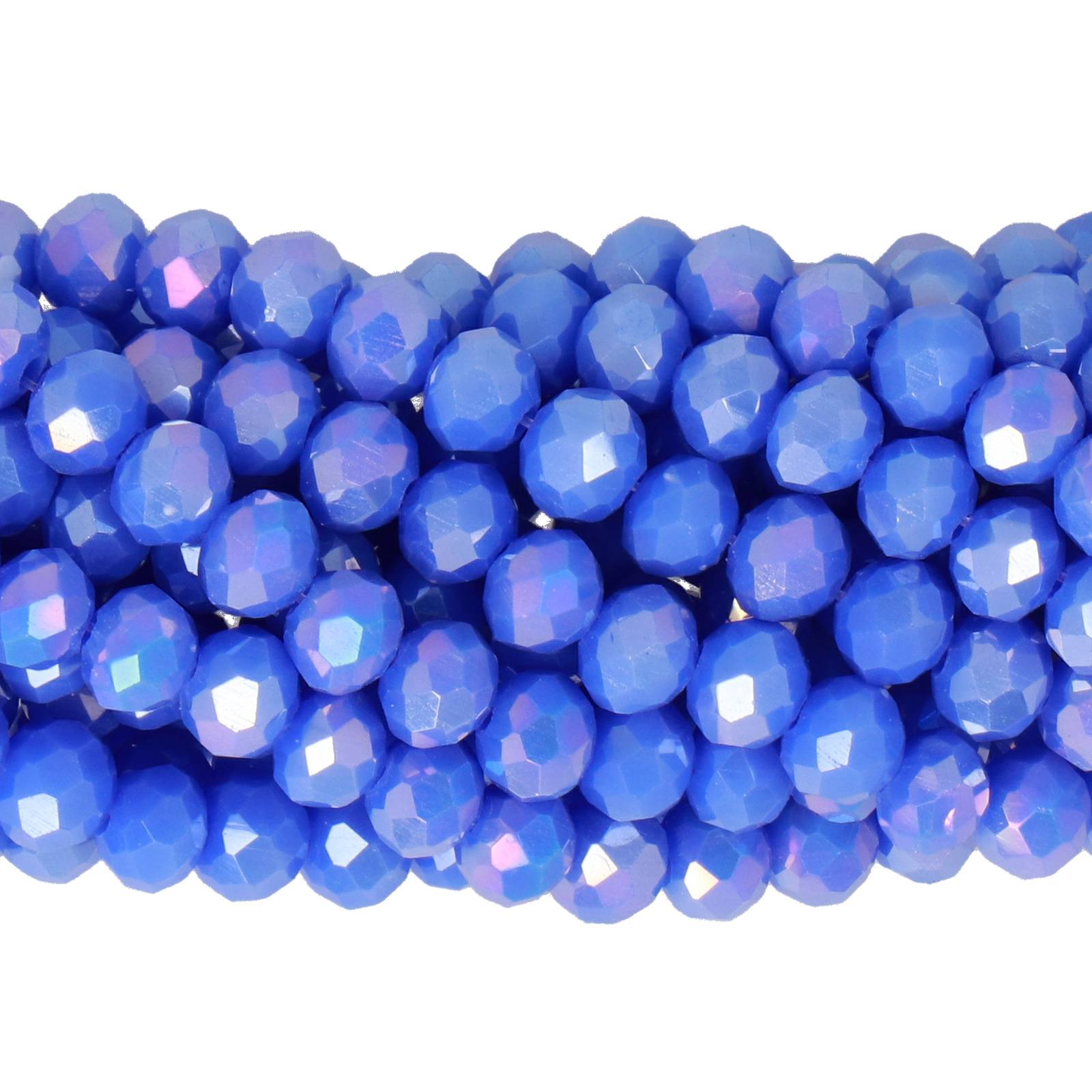opaque cornflower ab chinese crystal faceted roundelle 4x3mm | 1 strand