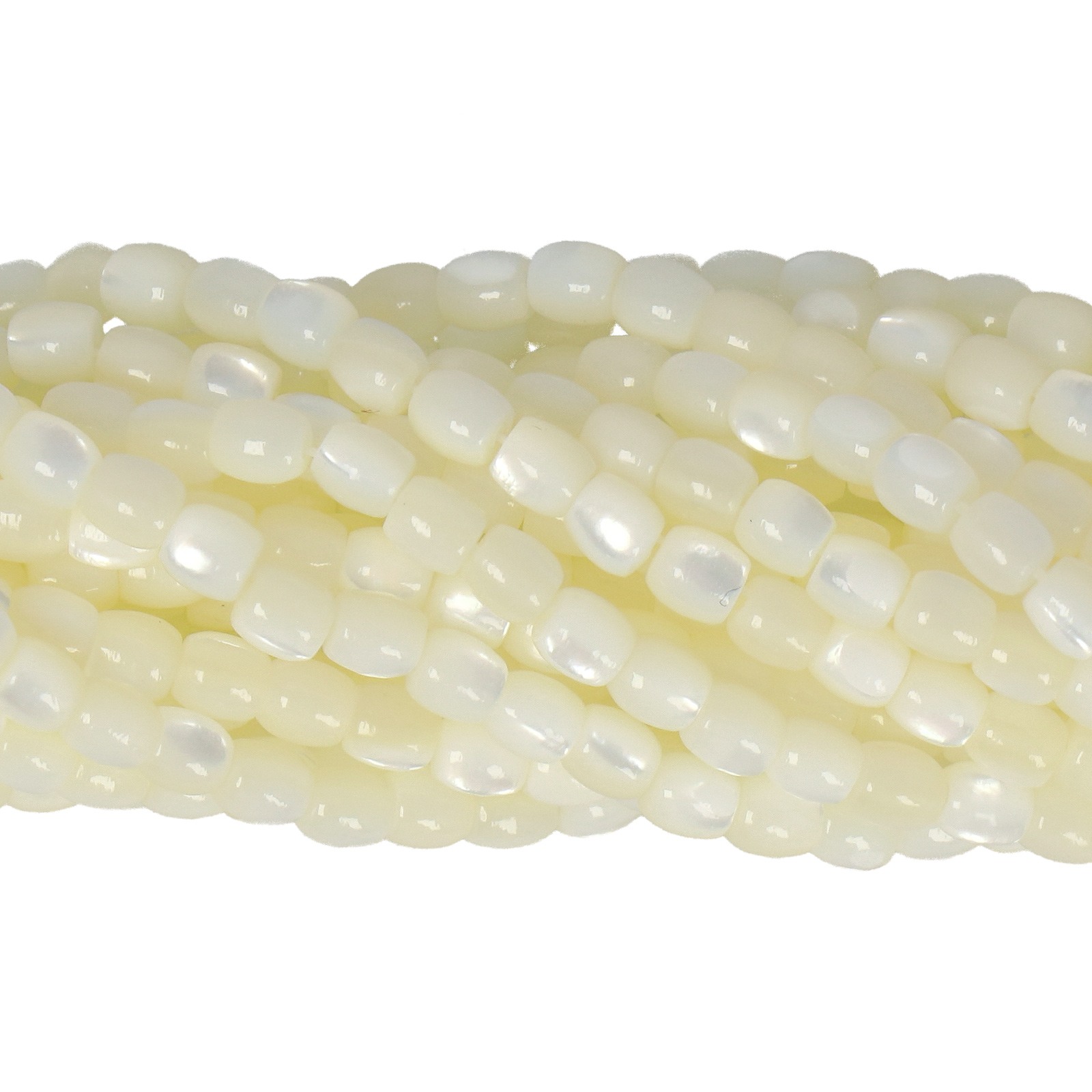 white natural mother of pearl - smooth barrel 3mm | 16-inch strand