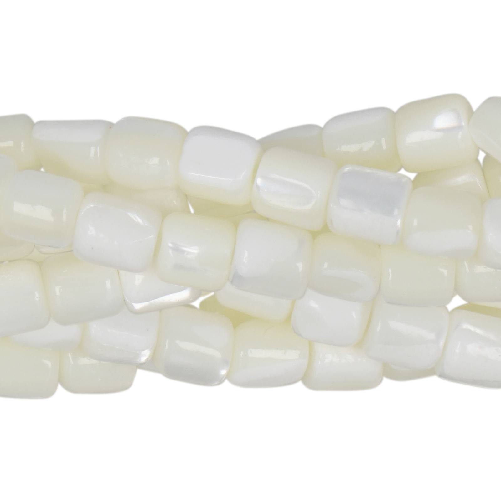 white natural mother of pearl - smooth cylinder 6mm | 16-inch strand