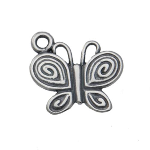 antique silver plated spiral butterfly charm 18x15mm | 1pc