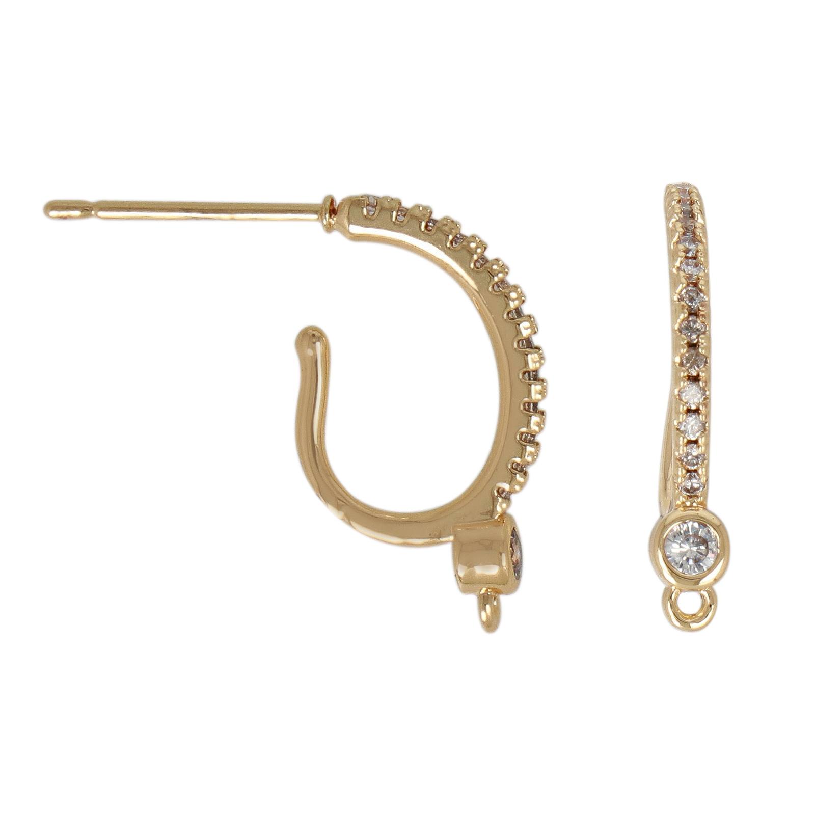 gold plated plated metal cz french earwire 17mm | 2pc
