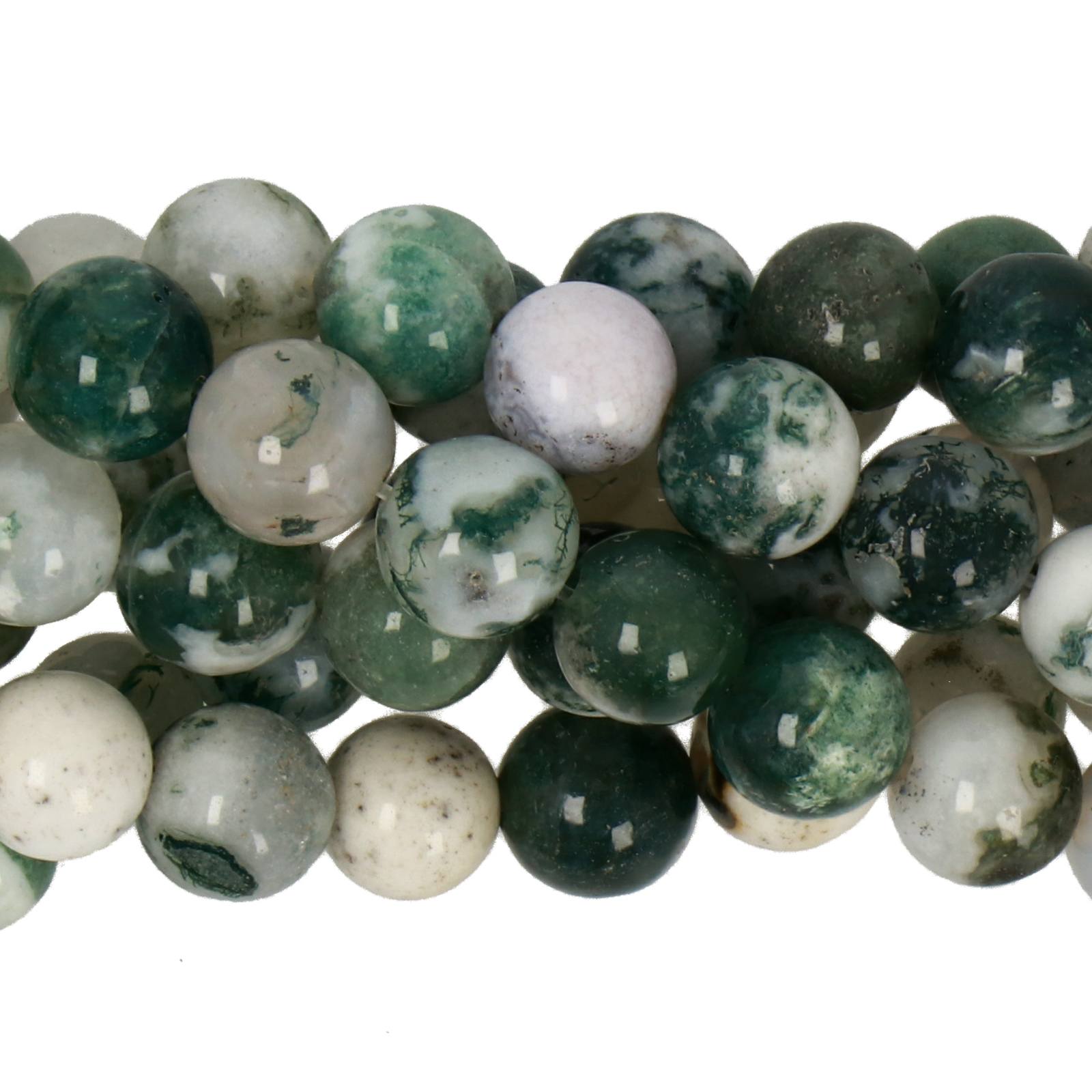 tree agate smooth round 6mm | 15/16-inch strand