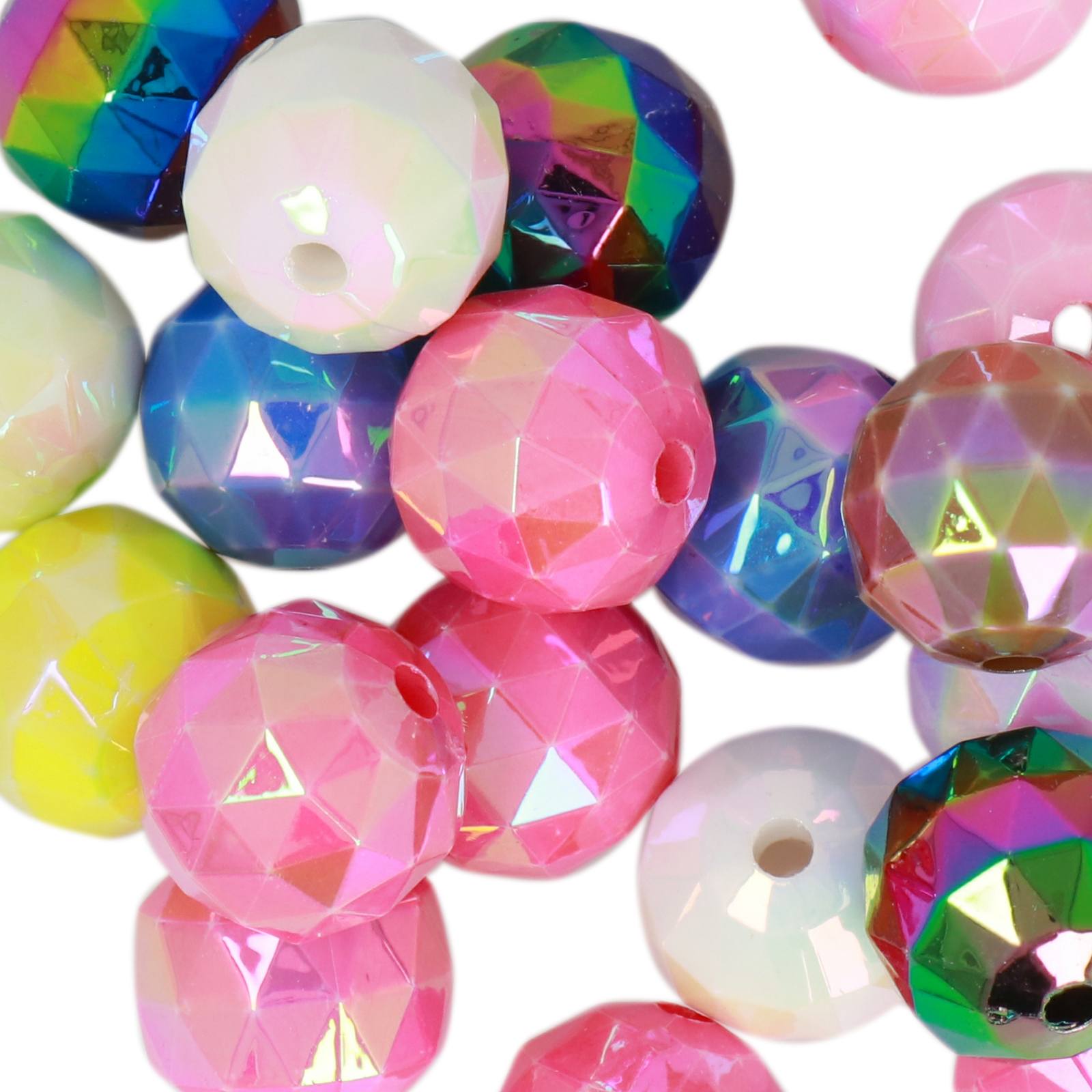 bead bags mix color - faceted round - 16mm | 20pc