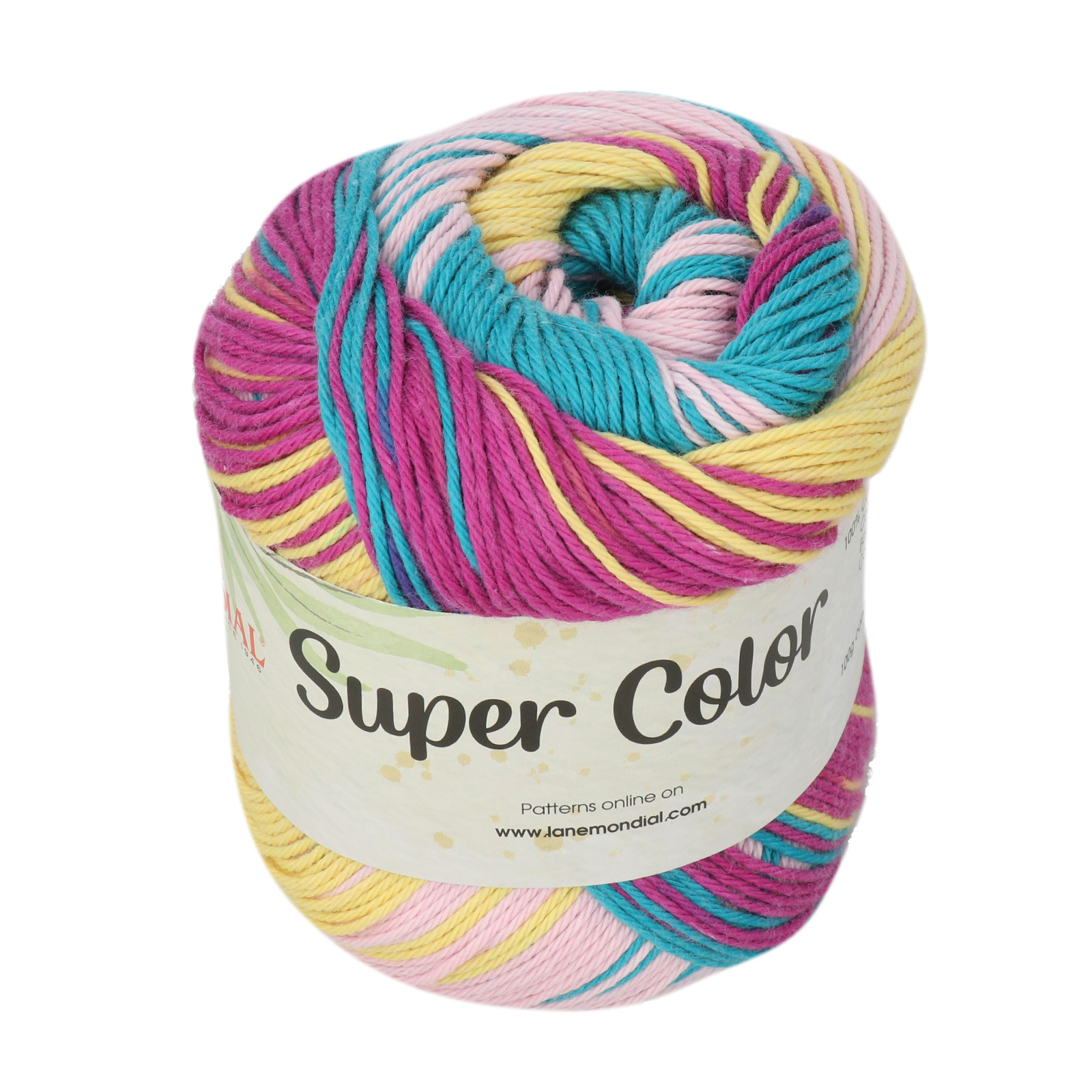 super color mondial - turquoise/pale yellow/lilac (443) - 100gr (220mt) | 1pc