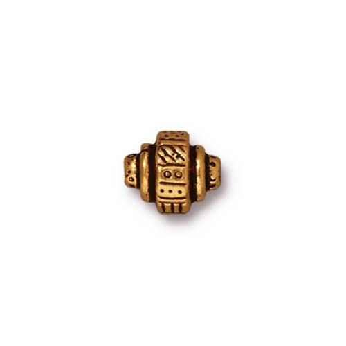antique gold plated bead ethnic barrel 8x10mm | 1pc