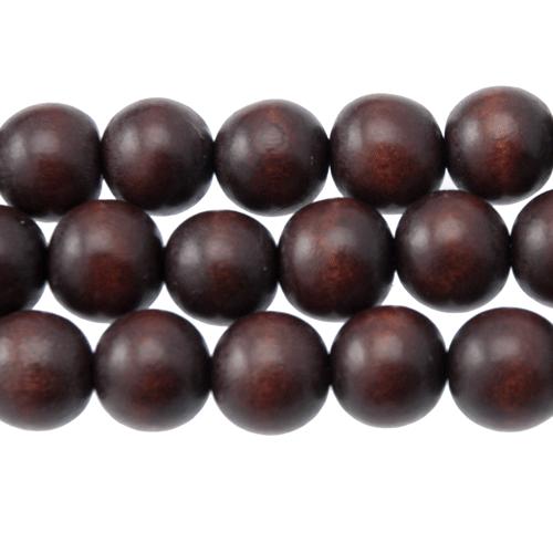 dyed wood beads - brown round 12mm | 16-inch strand