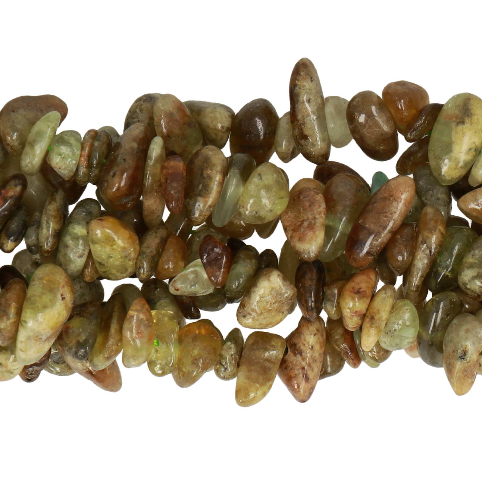green garnet chips 5-10mm | 32-inch strand approx.