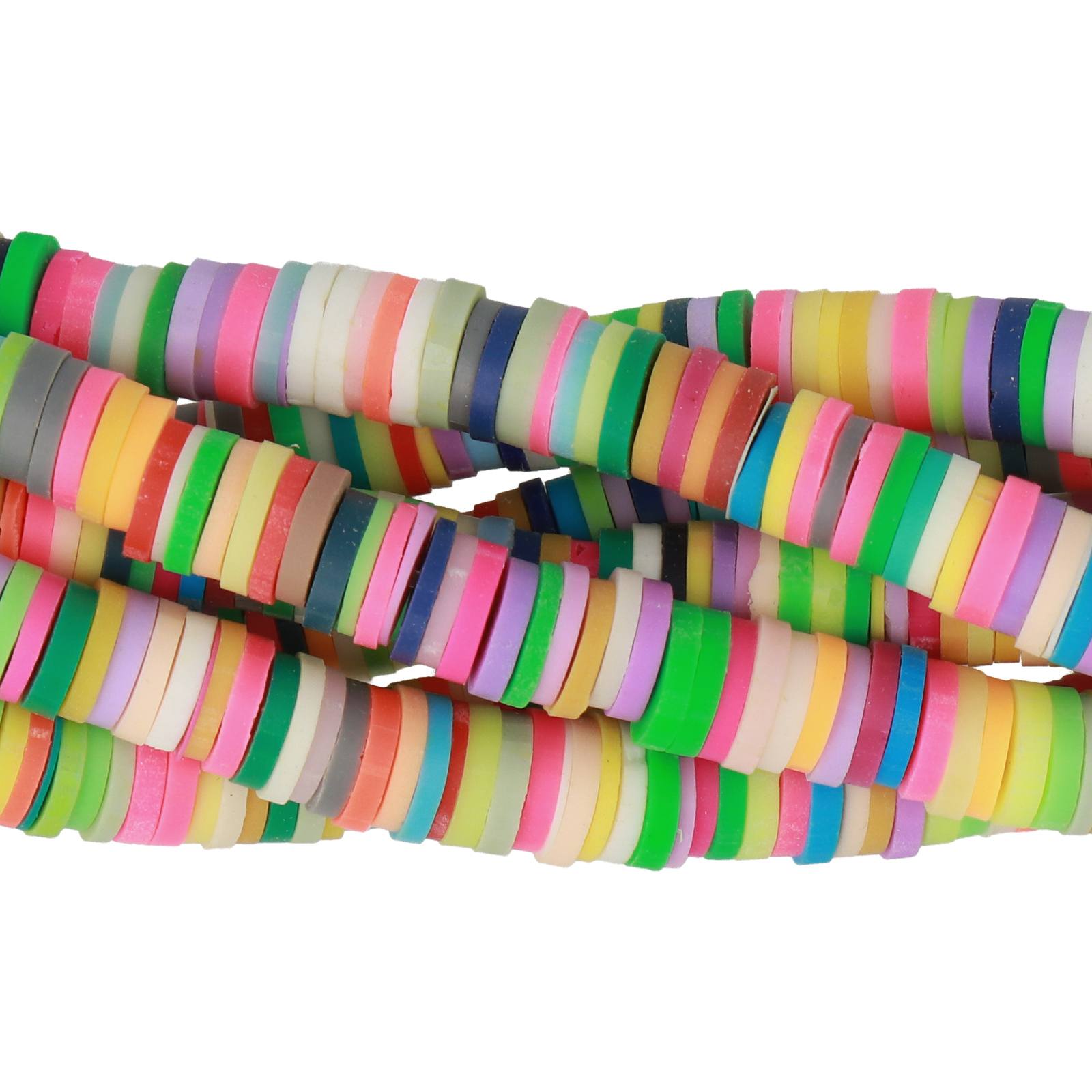 polymer clay heishi beads multicolor funky 6x1mm | 16-inch strand