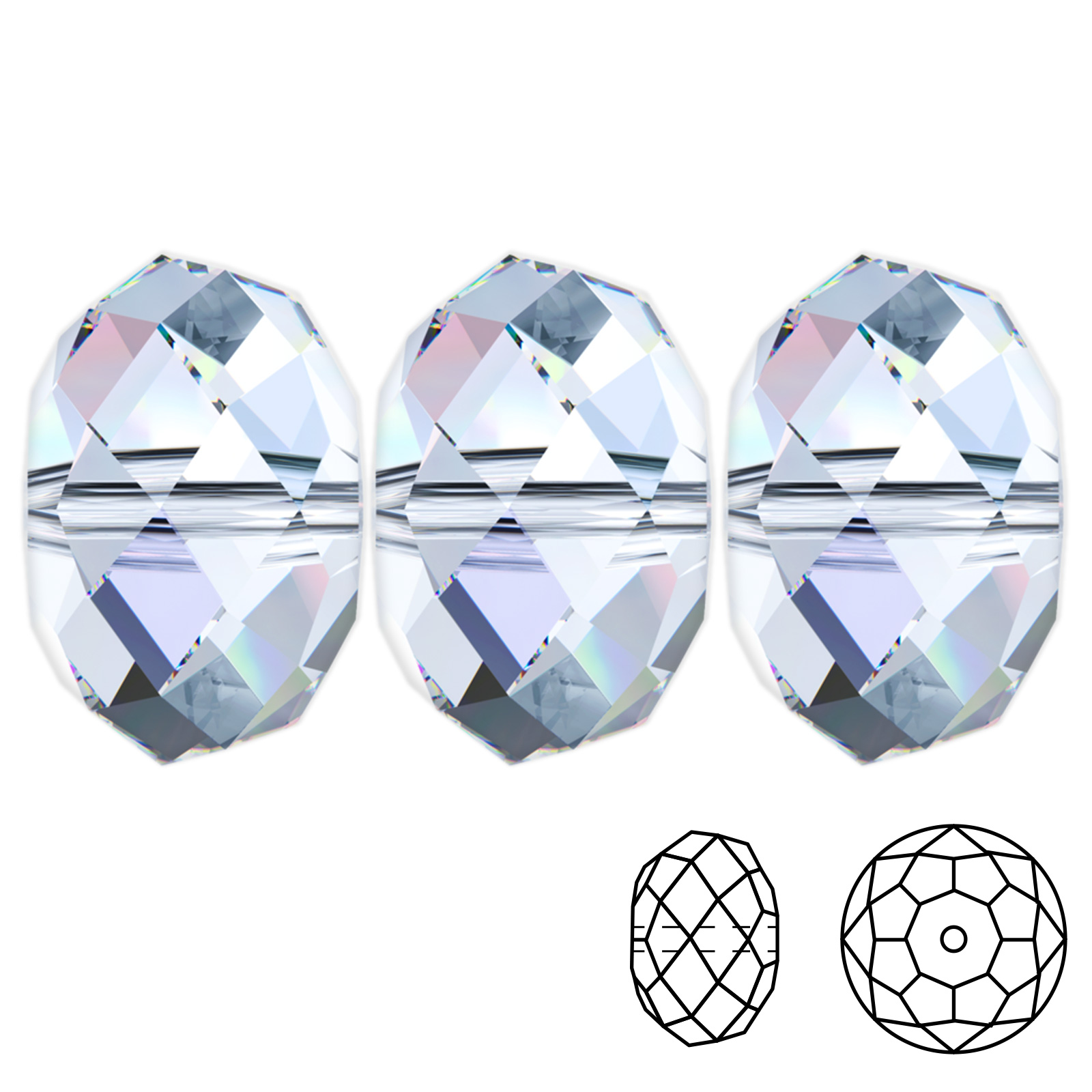 faceted briolette (5040) crystal ab 12mm | 1pc