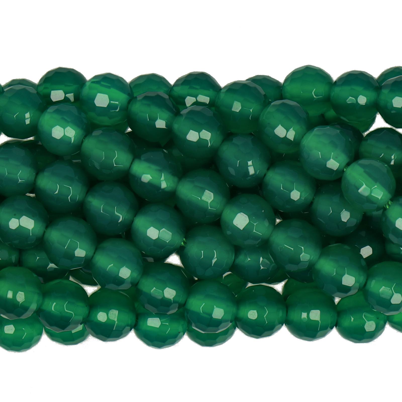 green onyx faceted round 6mm | 15pc