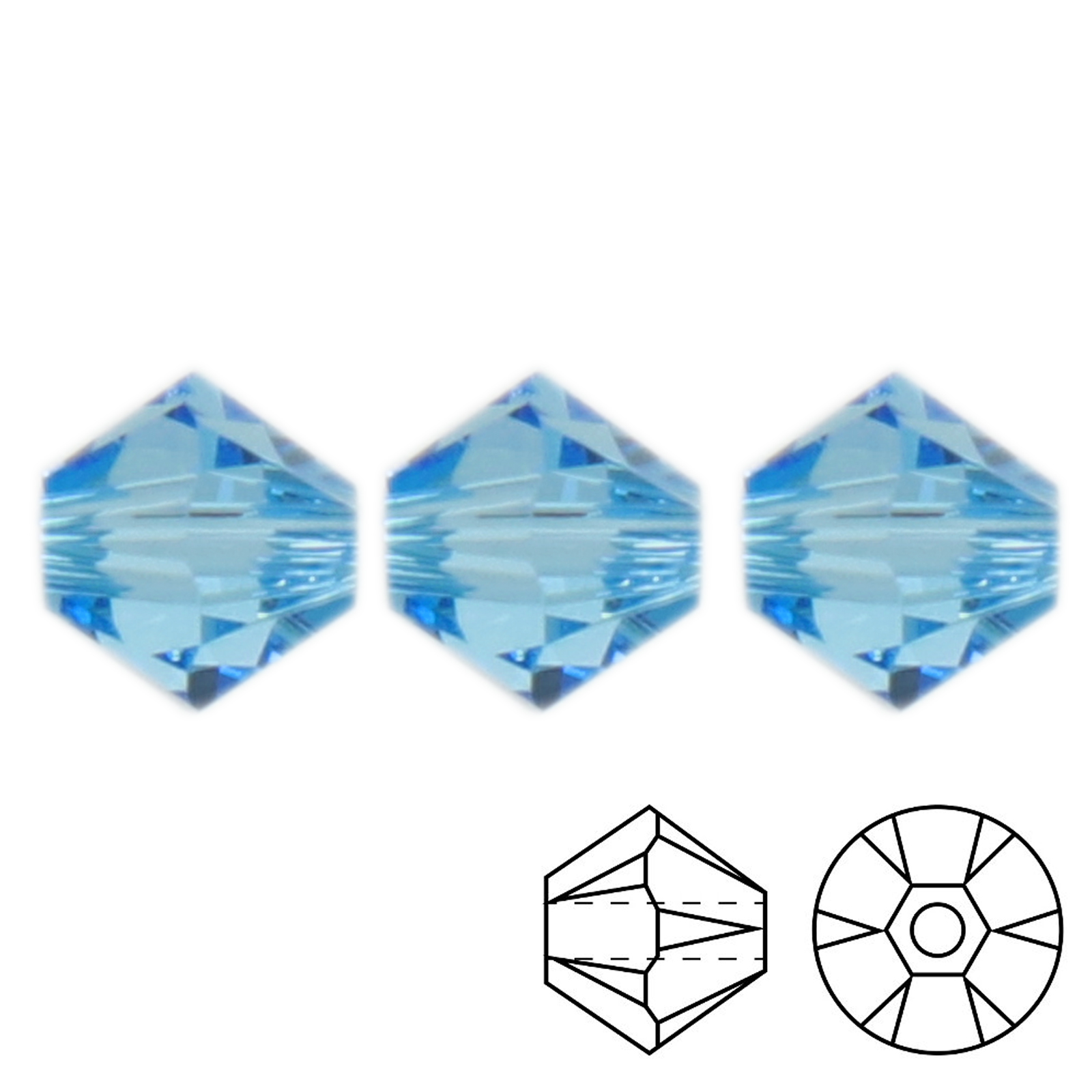 bicone (5328) recreated ice blue 3mm | 48pc