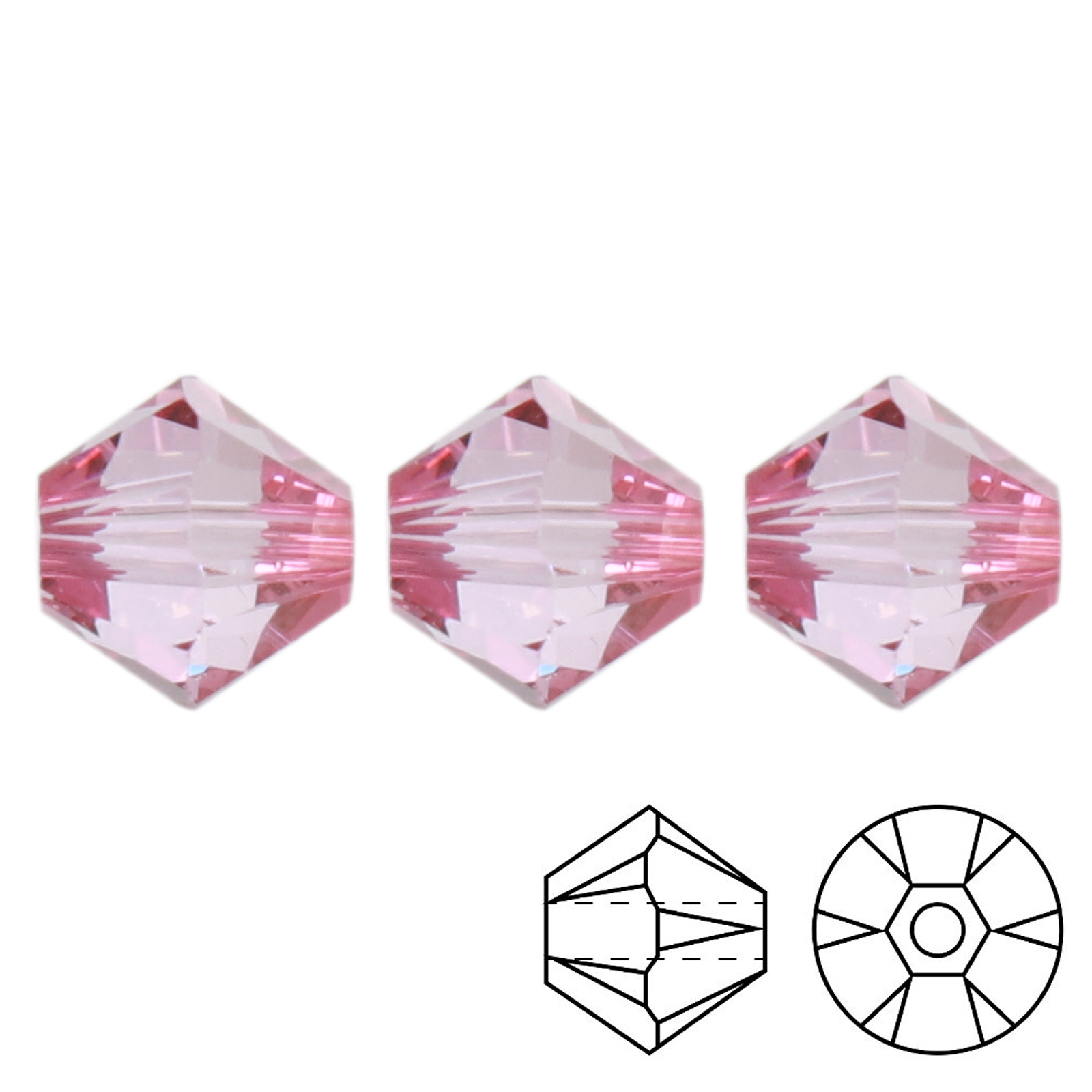 bicone (5328) dark rose 6mm | 20pc