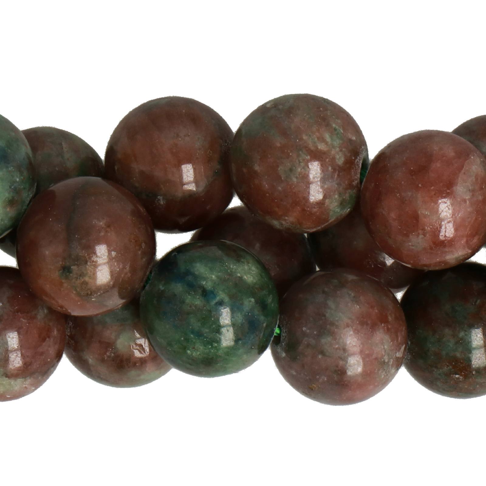 garnet red green smooth round 10mm | 15/16-inch strand