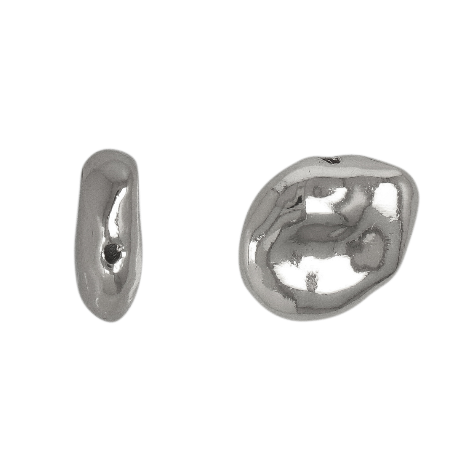 rhodium silver plated coin beads 14x10mm | 2pc