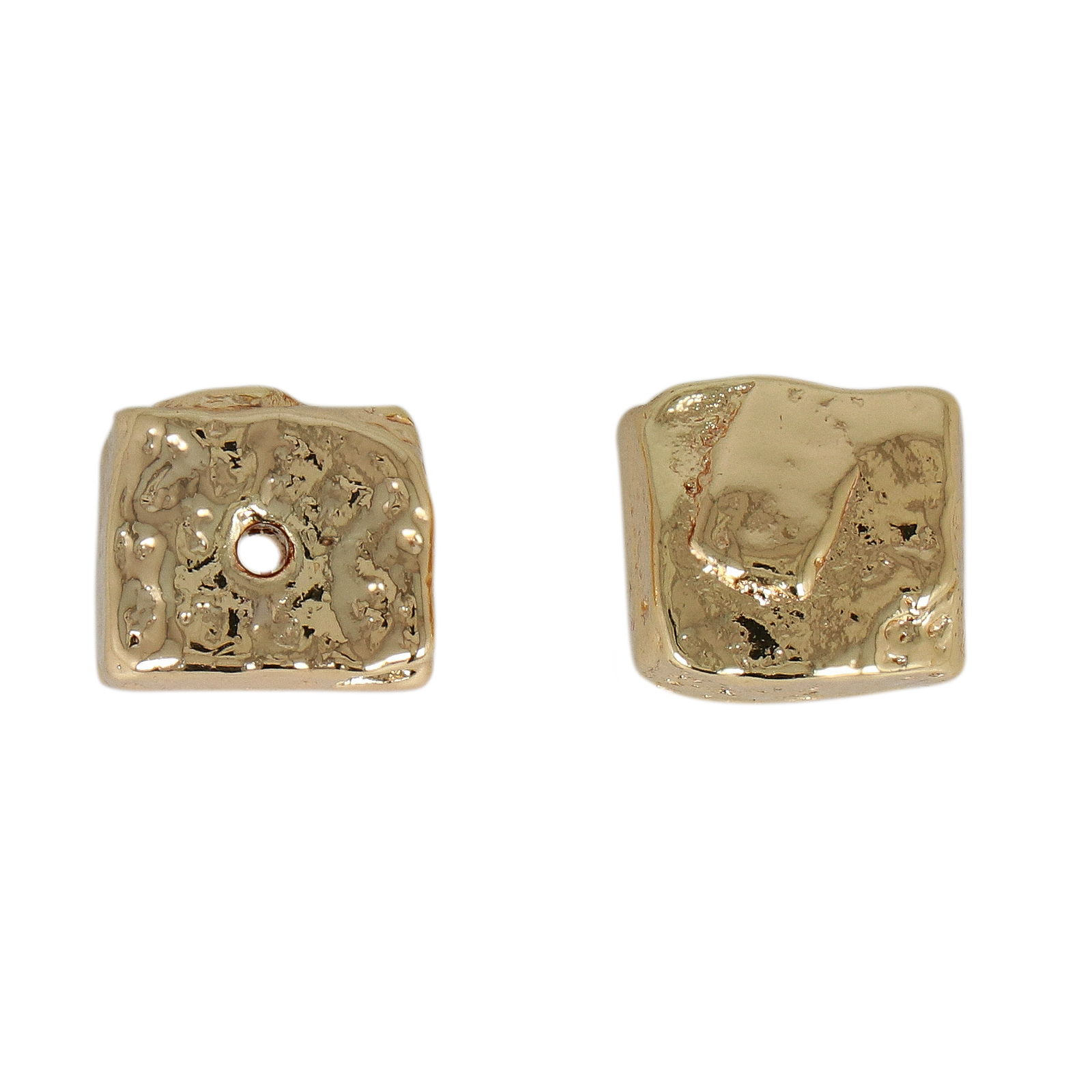 gold plated irregular cube beads 10mm | 2pc