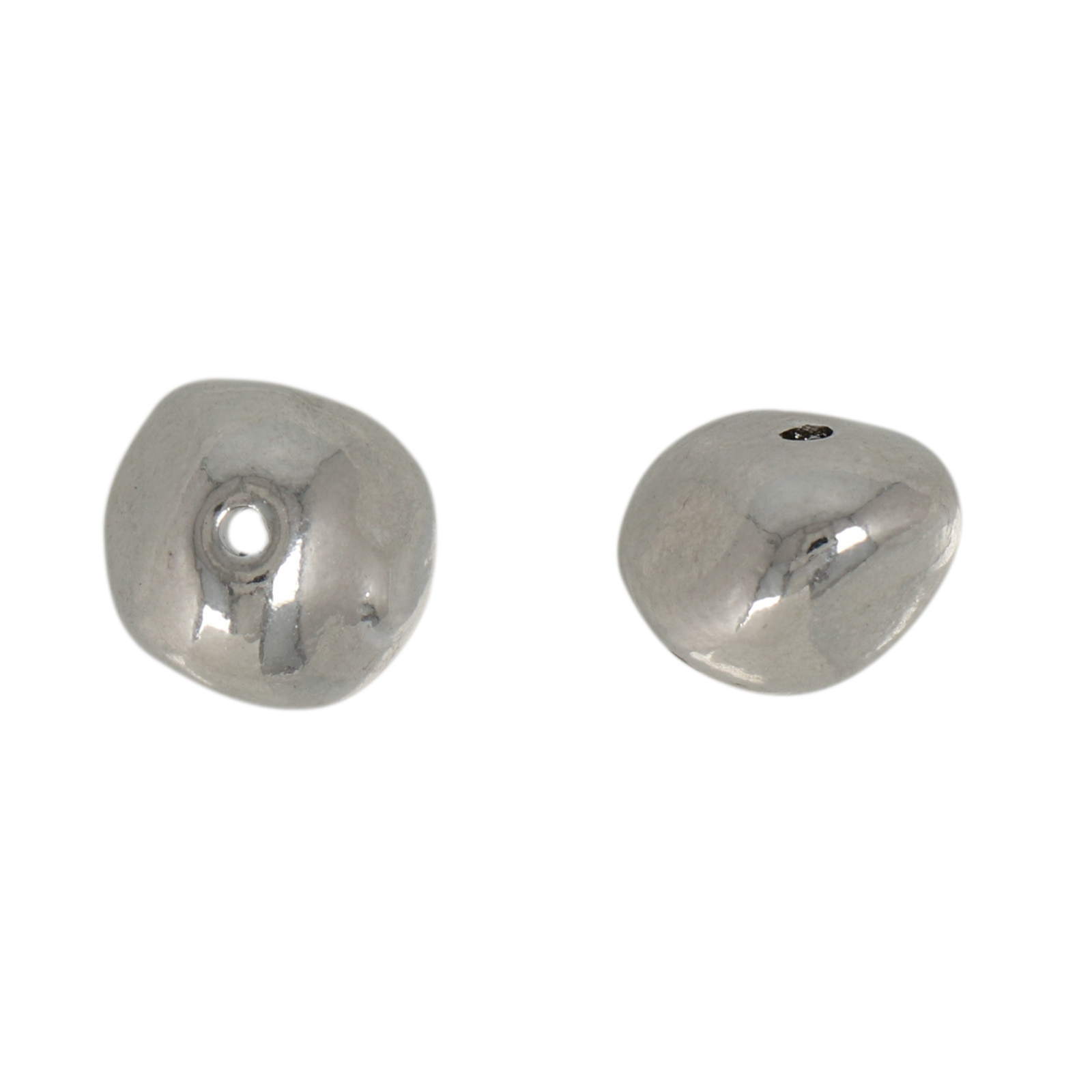 rhodium silver plated irregular beads 10x8mm | 2pc