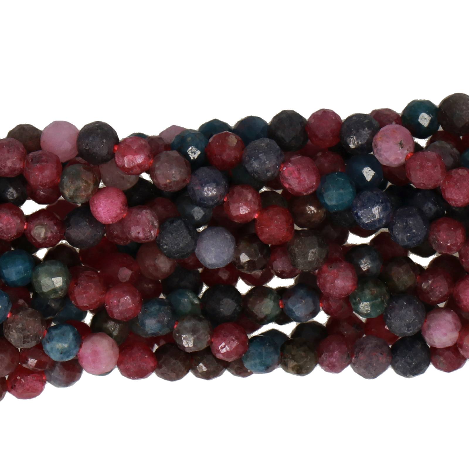 ruby sapphire faceted round 3mm | 15/16-inch strand