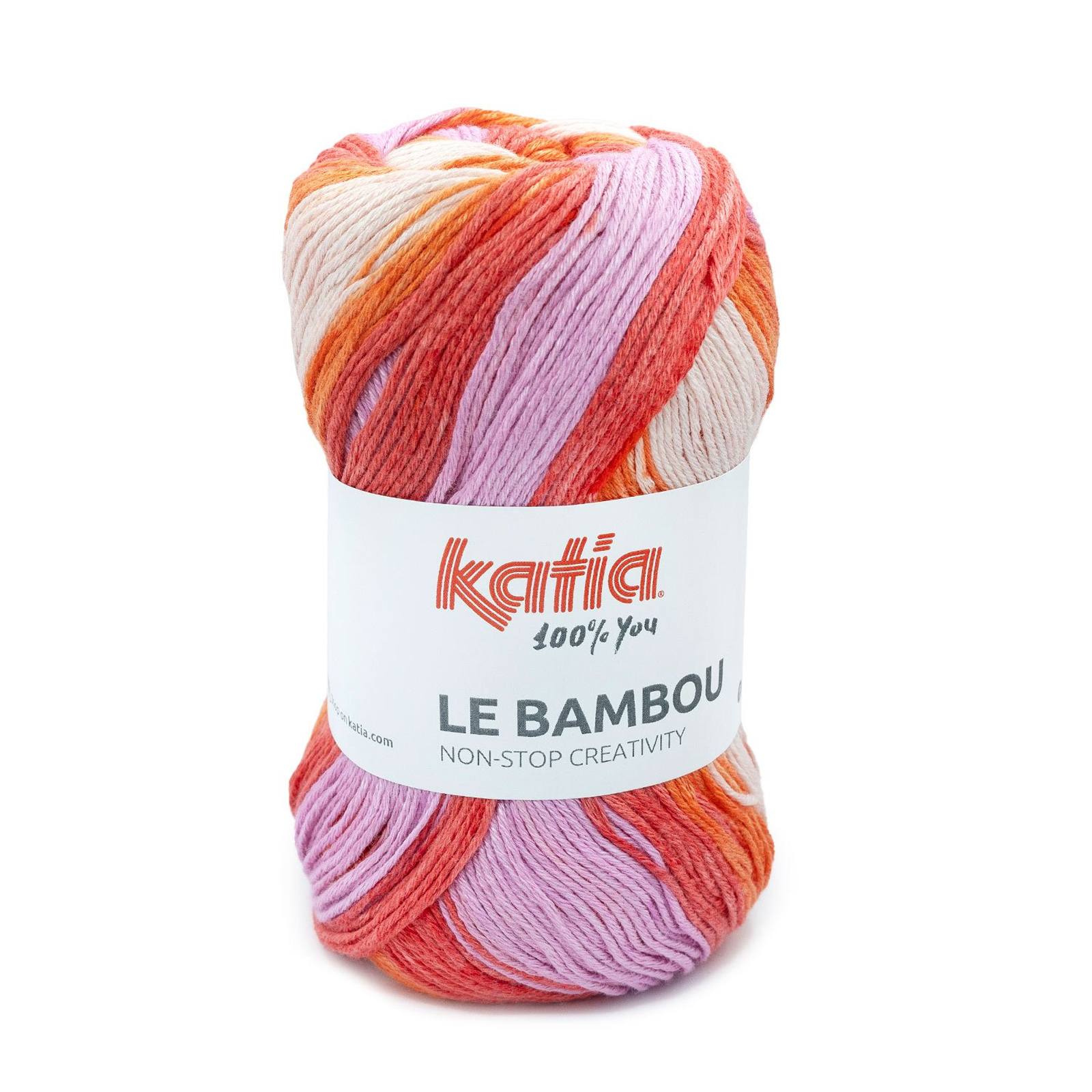 katia le bambou - coral/light pink/orange/wisteria (105) - 100gr (280mt) | 1pc