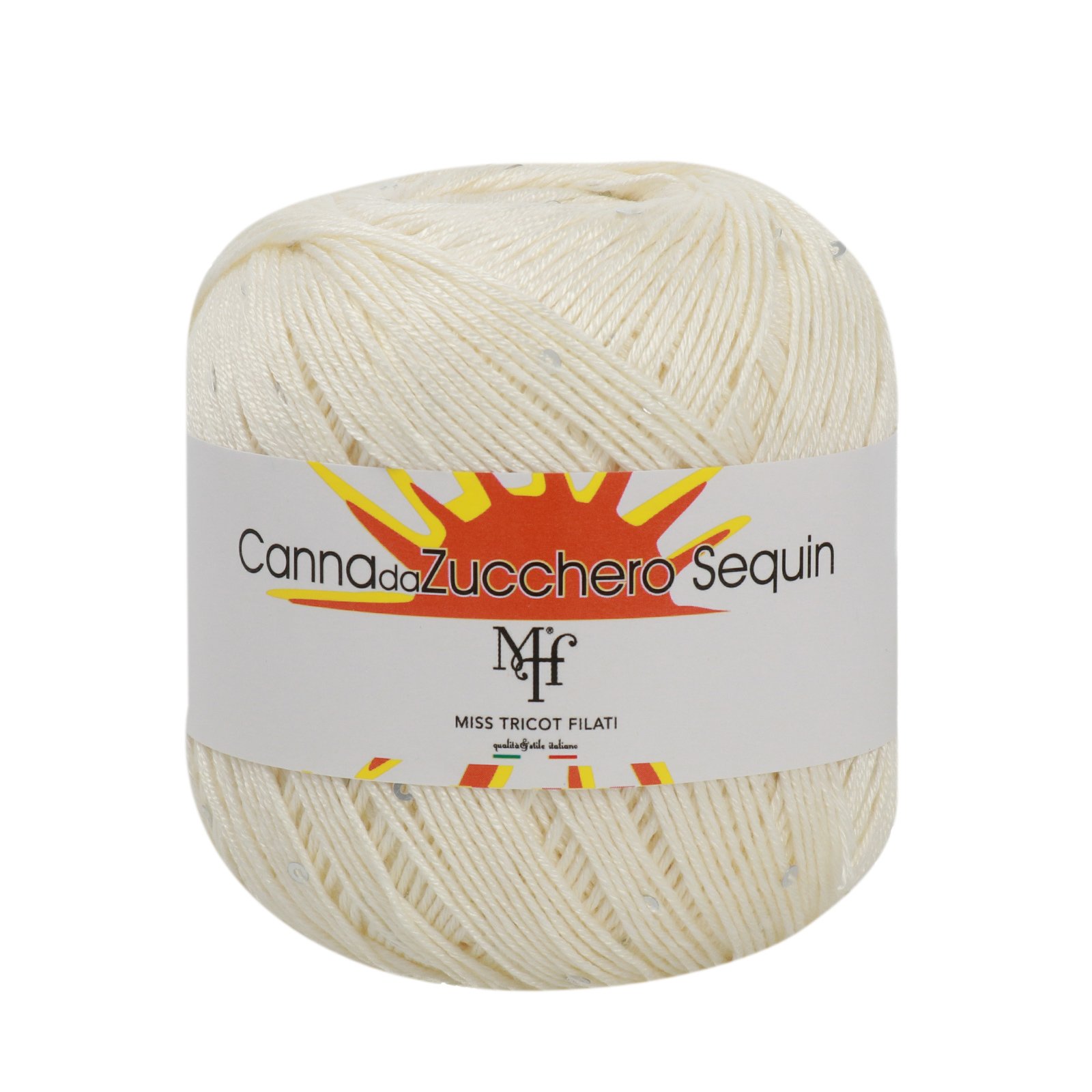 miss tricot filati canna da zucchero sequin white (01) - 50gr (150mt) | 1pc
