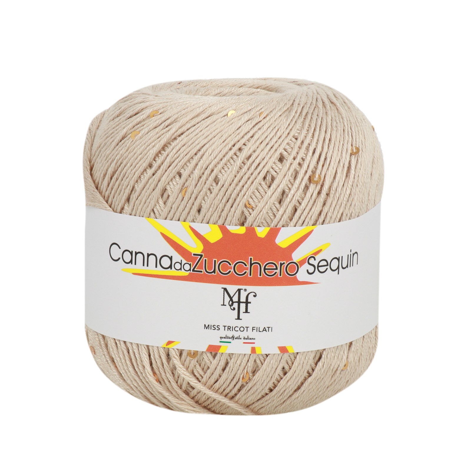 miss tricot filati canna da zucchero sequin beige (02) - 50gr (150mt) | 1pc
