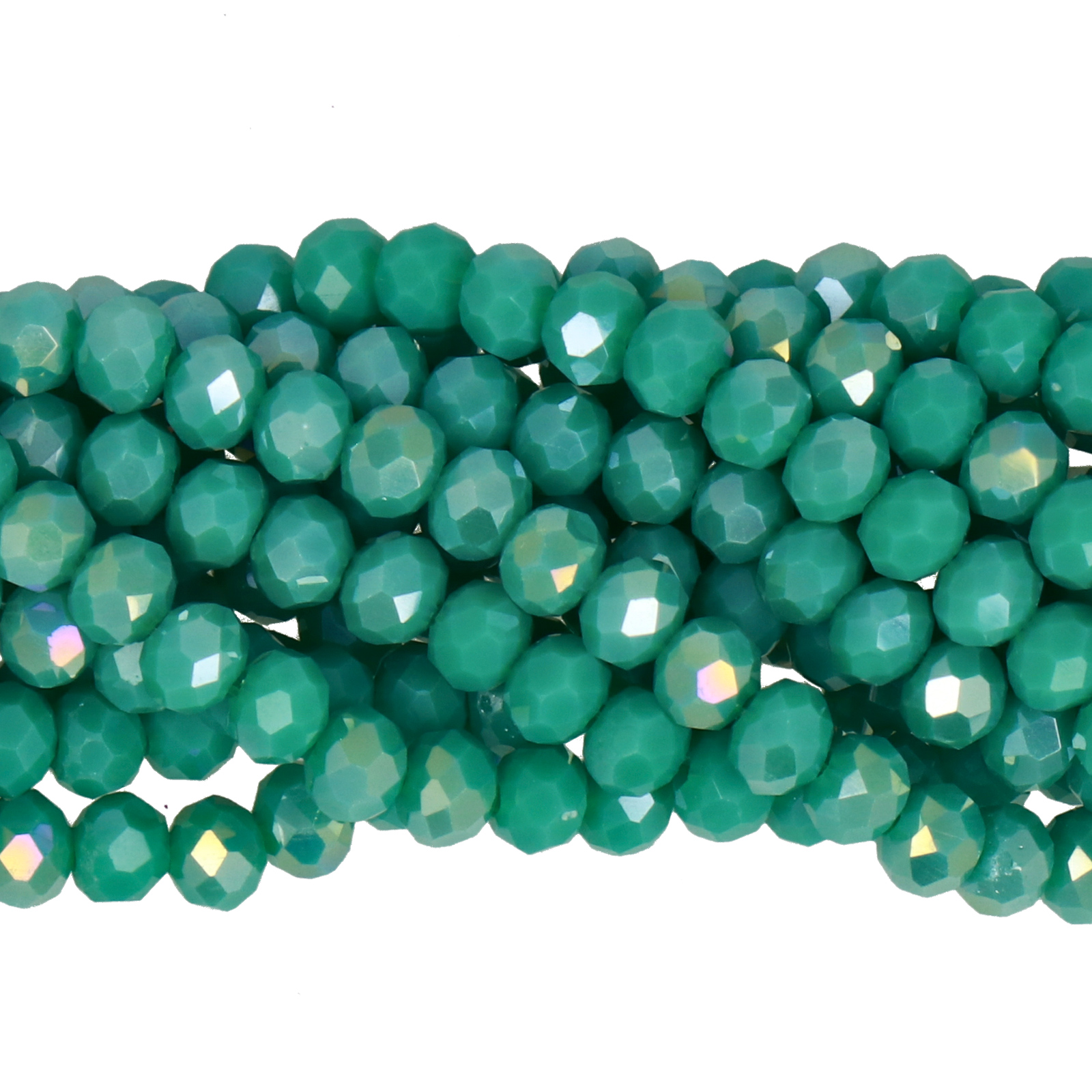 opaque jade green luster chinese crystal faceted roundelle 4x3mm | strand 100pc aprox