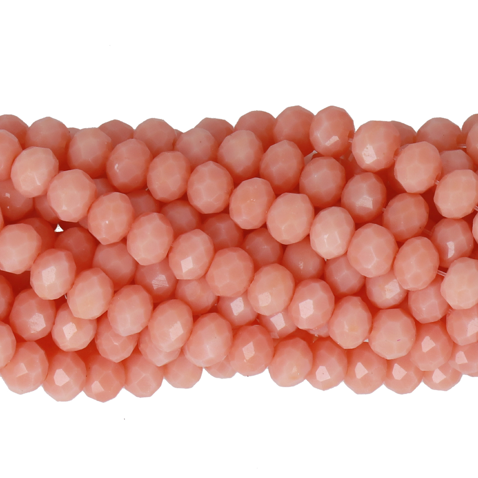 opaque coral orange chinese crystal faceted roundelle 4x3mm | 1 strand