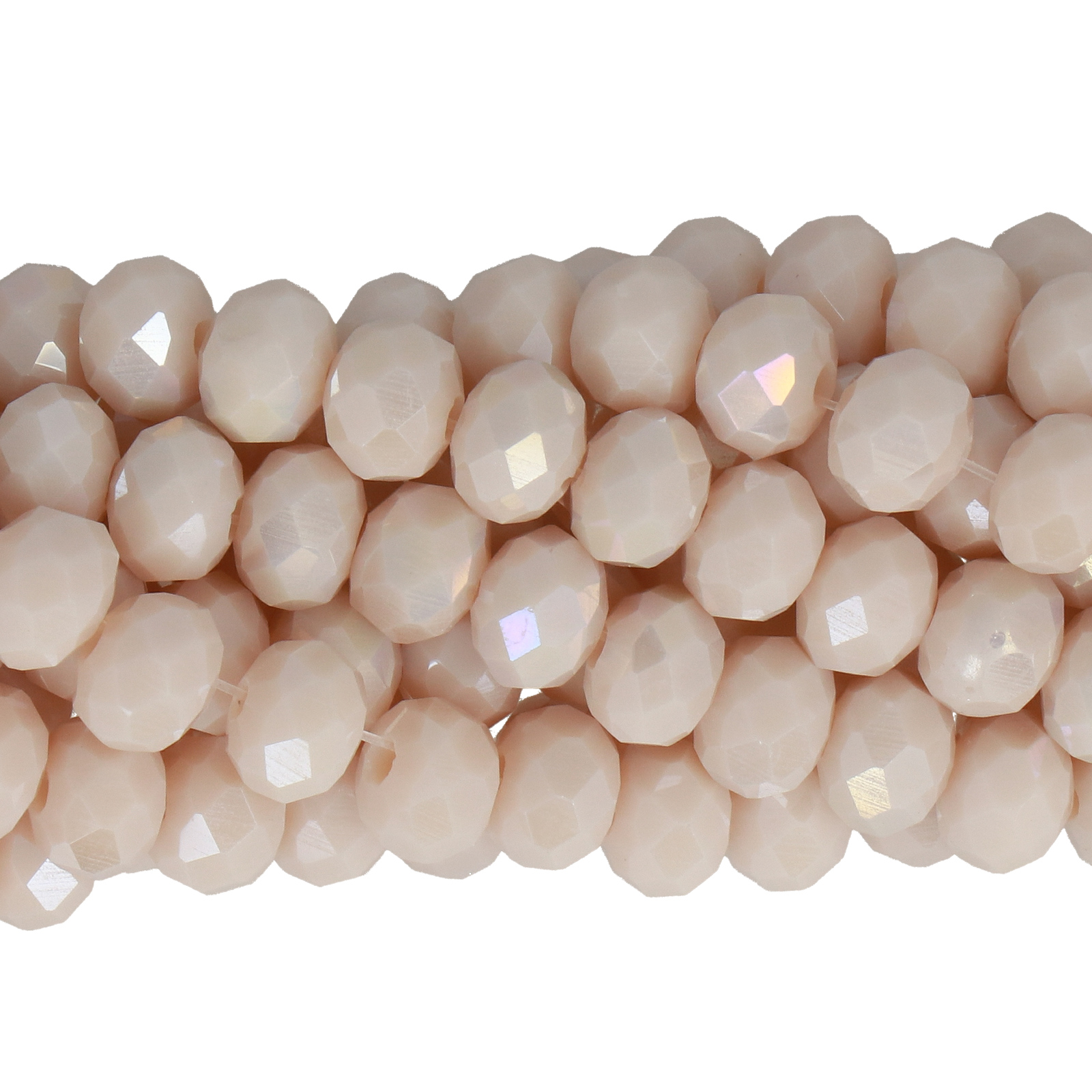 opaque light beige luster chinese crystal faceted roundelle 6x4mm | 1 strand