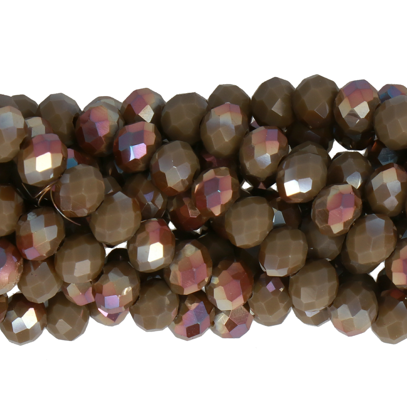 chinese glasperlen facettiertes rondelle opaque ruby chocolate iridiscent pink 6x4mm | 1-strang