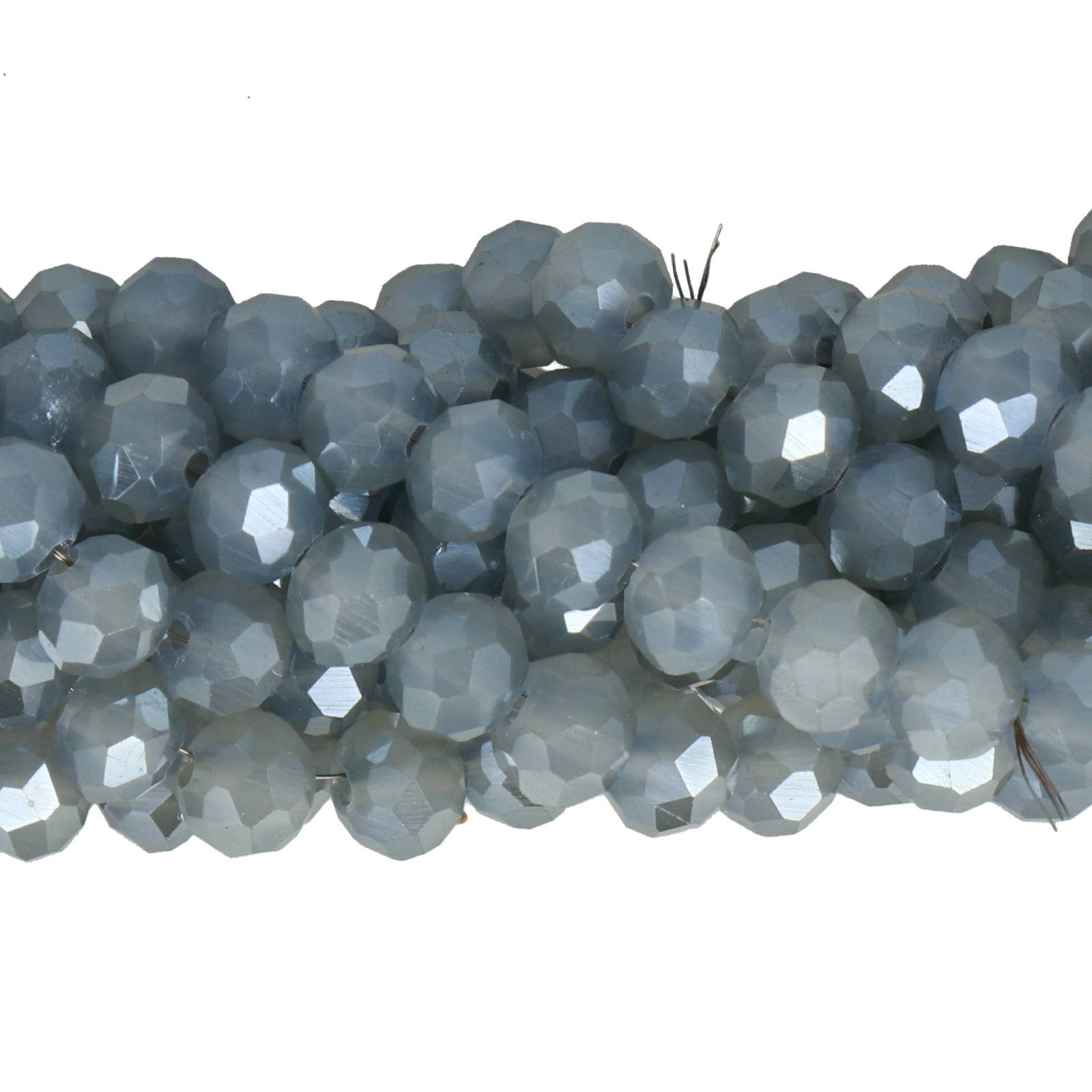 opal grey luster chinese crystal faceted roundelle 6x4mm | 1 strand