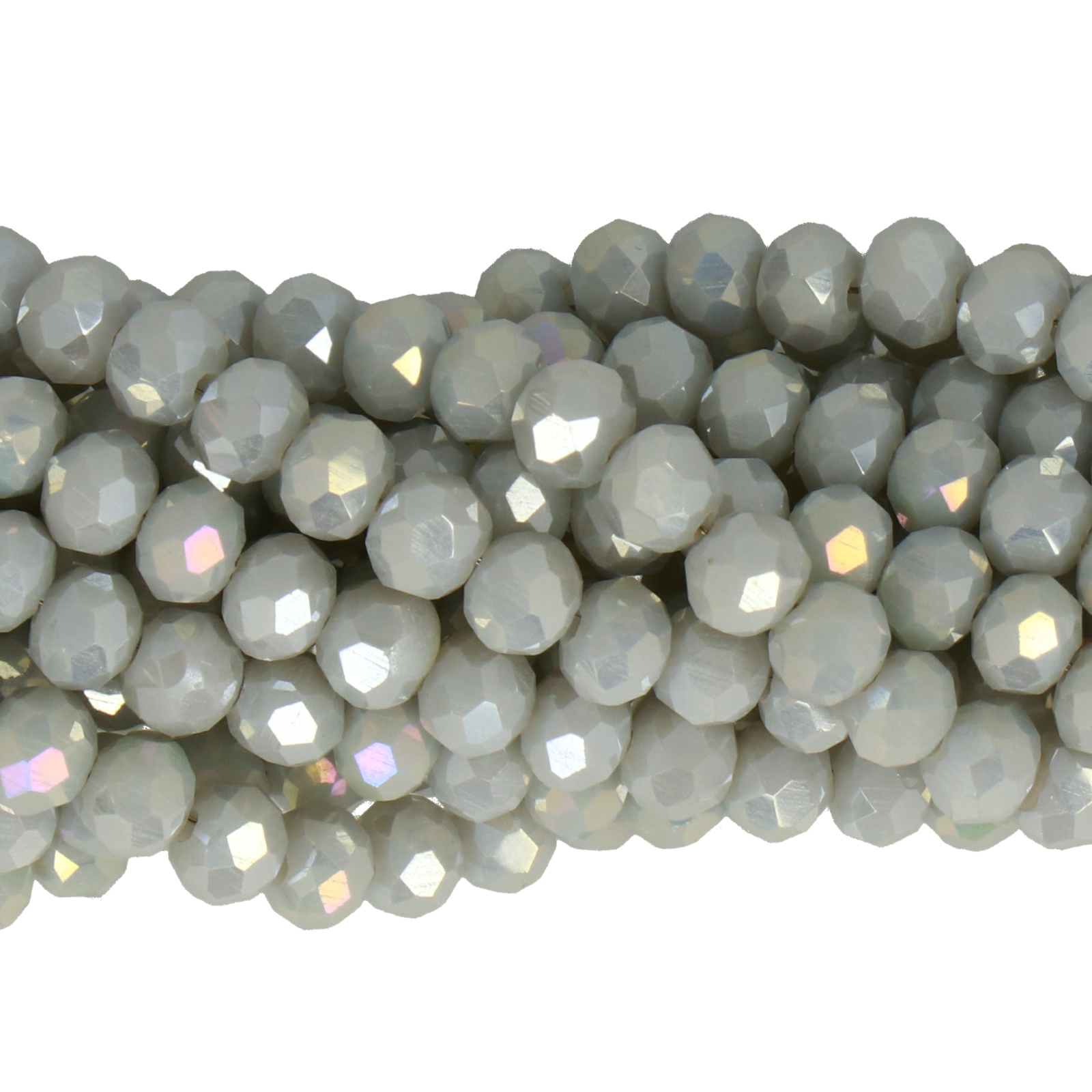 chinese glasperlen facettiertes rondelle opaque stone grey ab 4x3mm | 1-strang