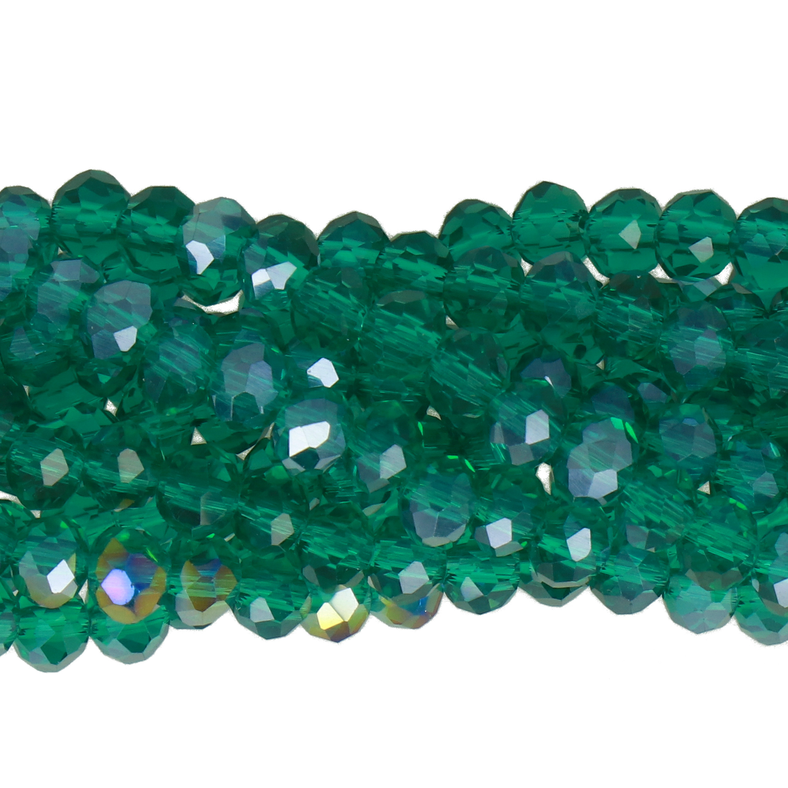 chinese glasperlen facettiertes rondelle green emerald ab 4x3mm | 1-strang