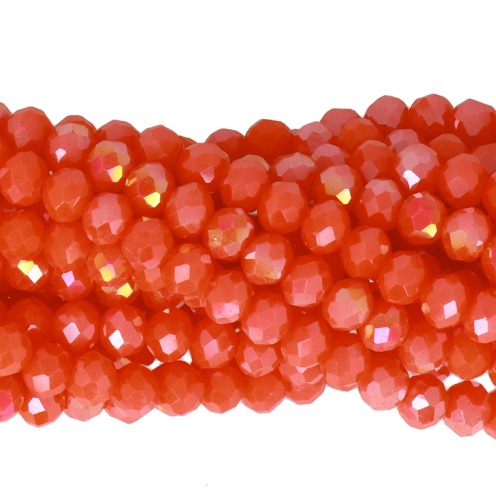 opaque signal red ab chinese crystal faceted roundelle 4x3mm | 1 strand