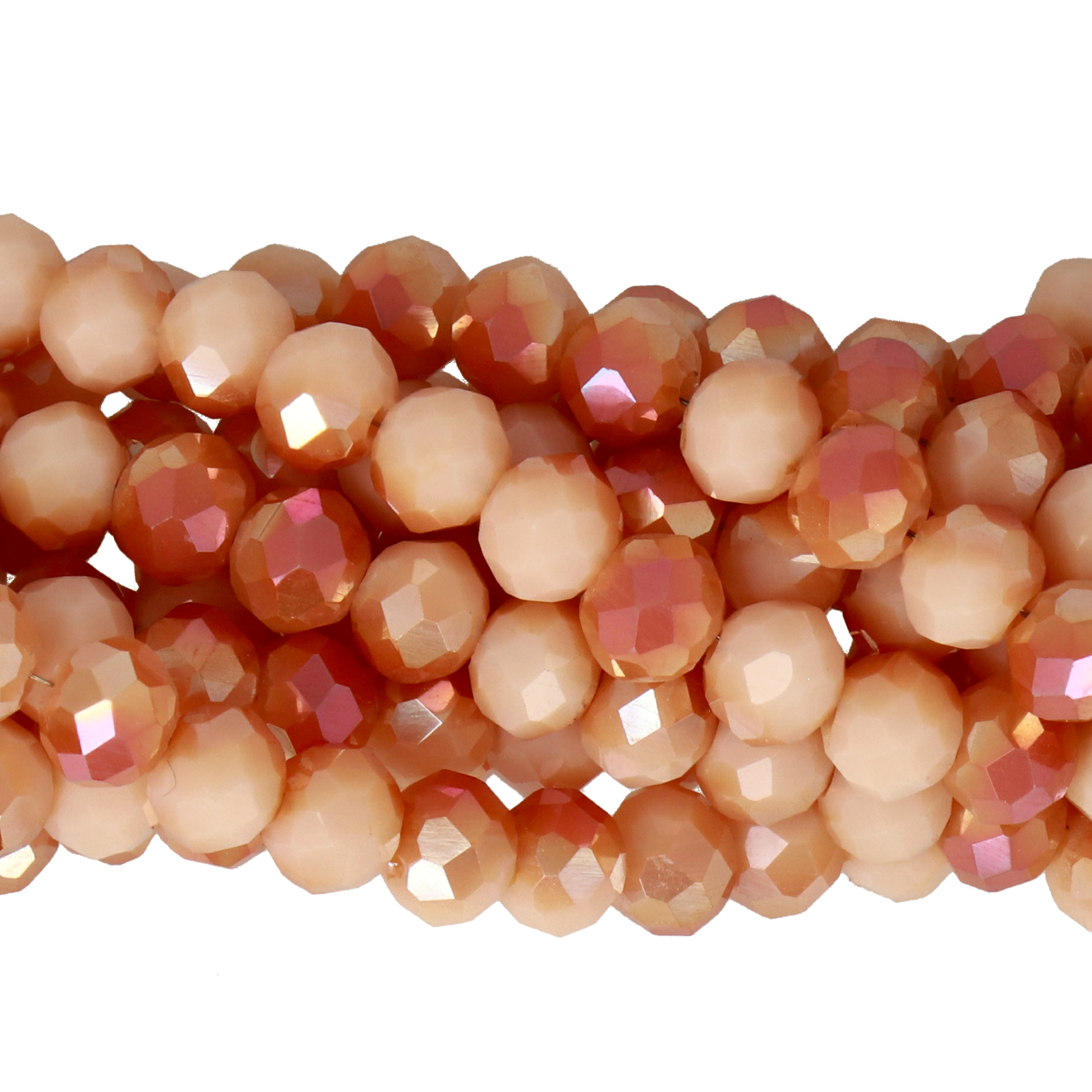 opaque apricot iridiscent orange chinese crystal faceted roundelle 6x4mm | 1 strand