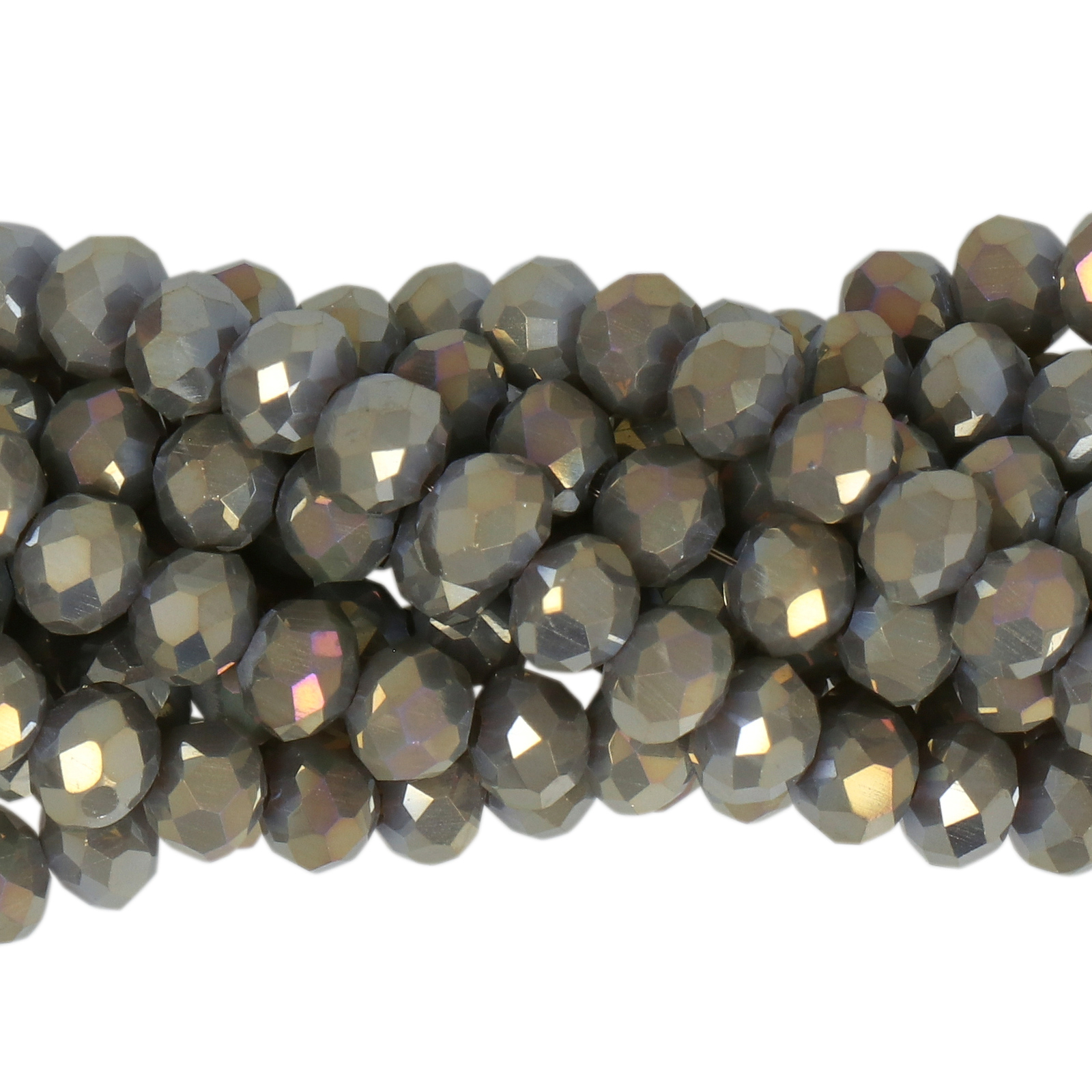 chinese glasperlen facettiertes rondelle opaque stone grey ab 6x4mm | 1-strang