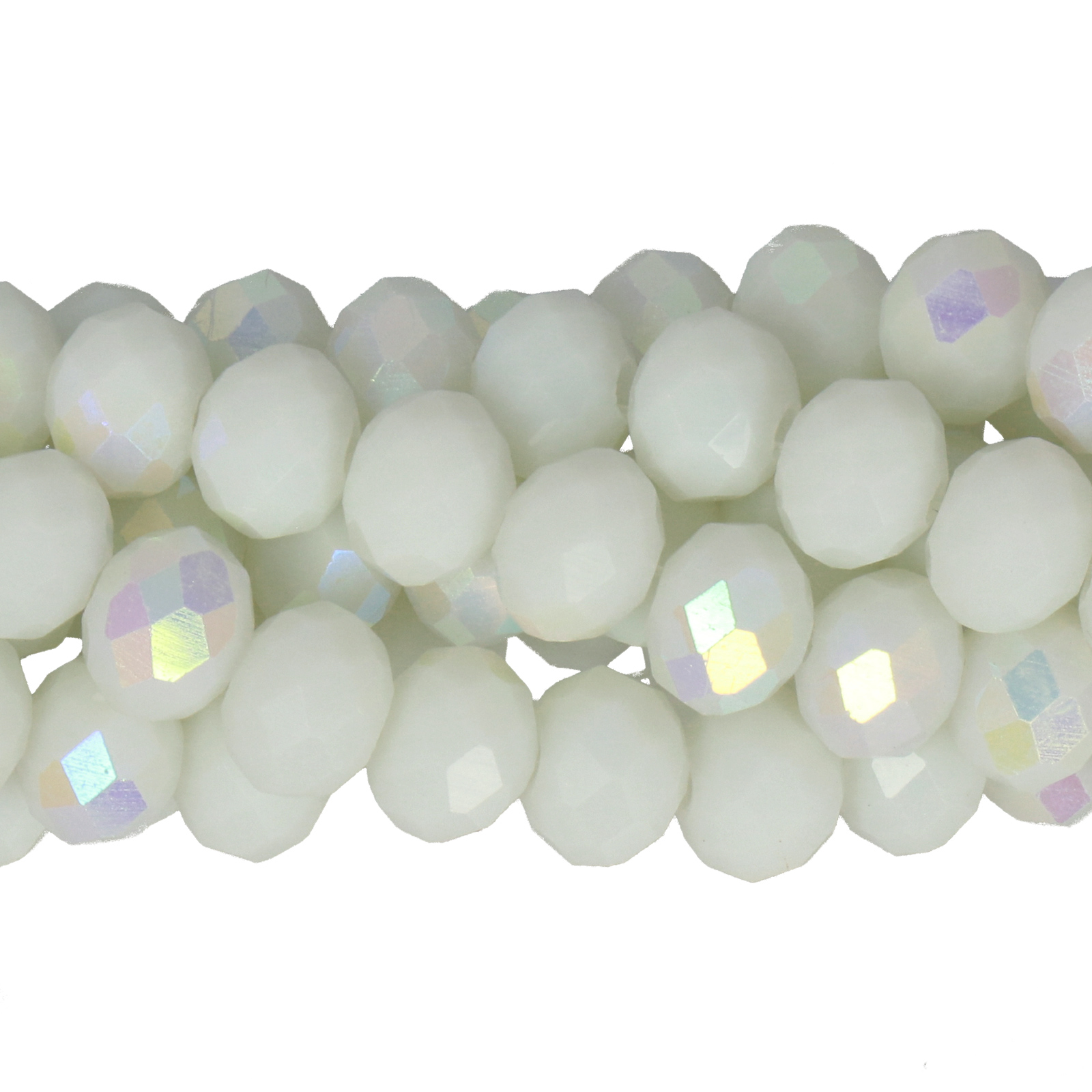 chinese glasperlen facettiertes rondelle opaque white confetti 8x6mm | 1-strang