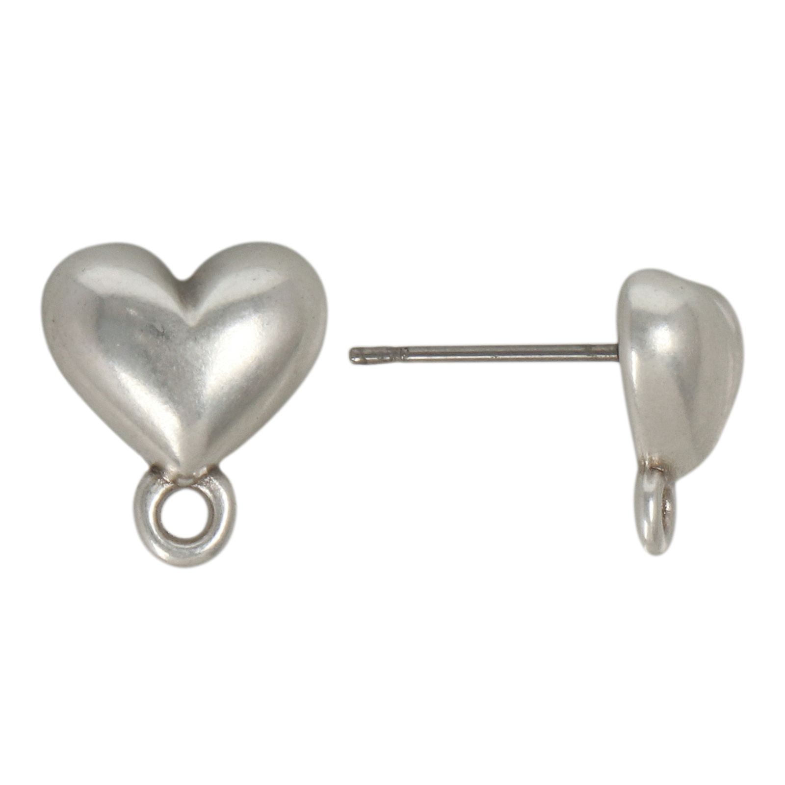 antique silver plated heart post earring 10mm | 2pc