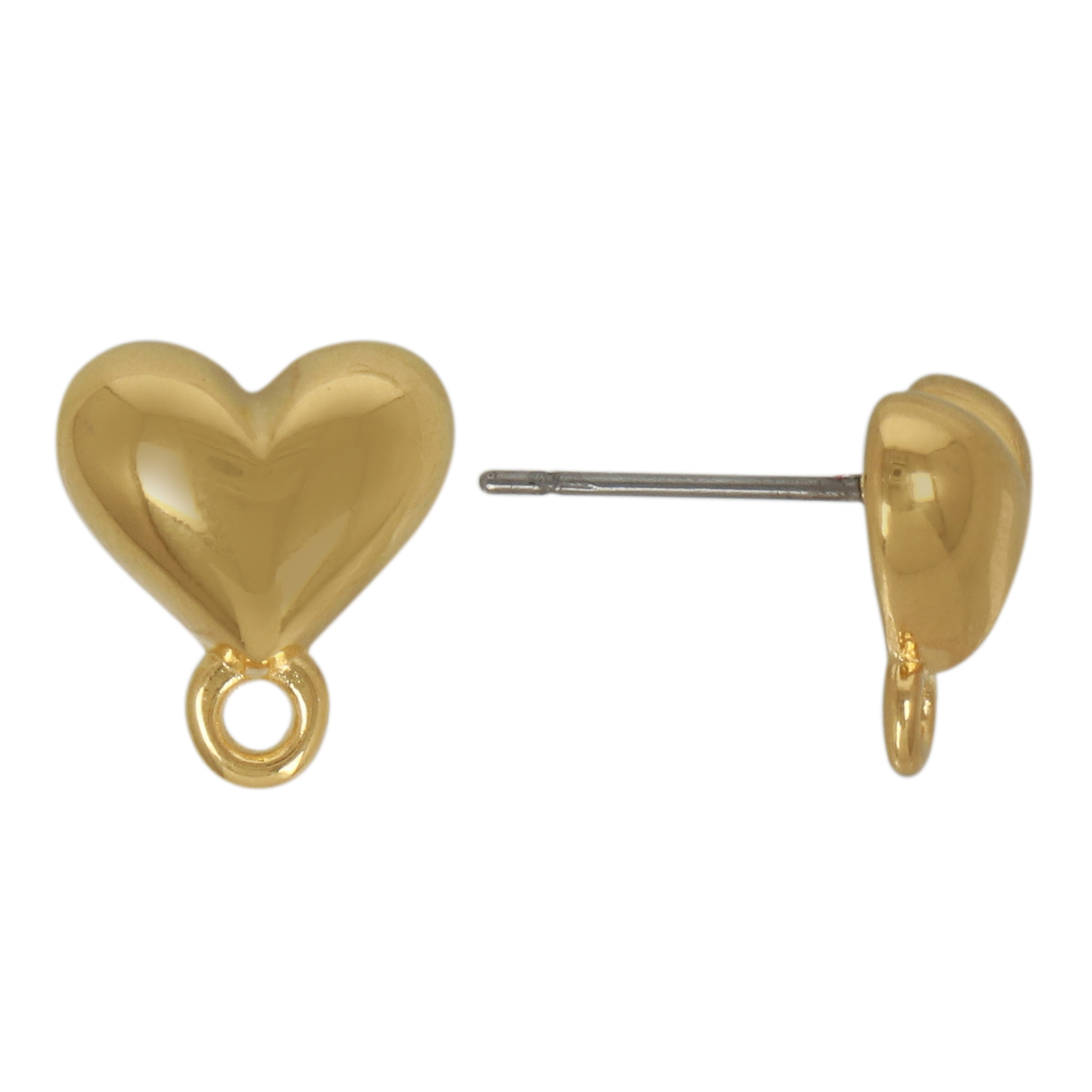 gold plated heart post earring 10mm | 2pc