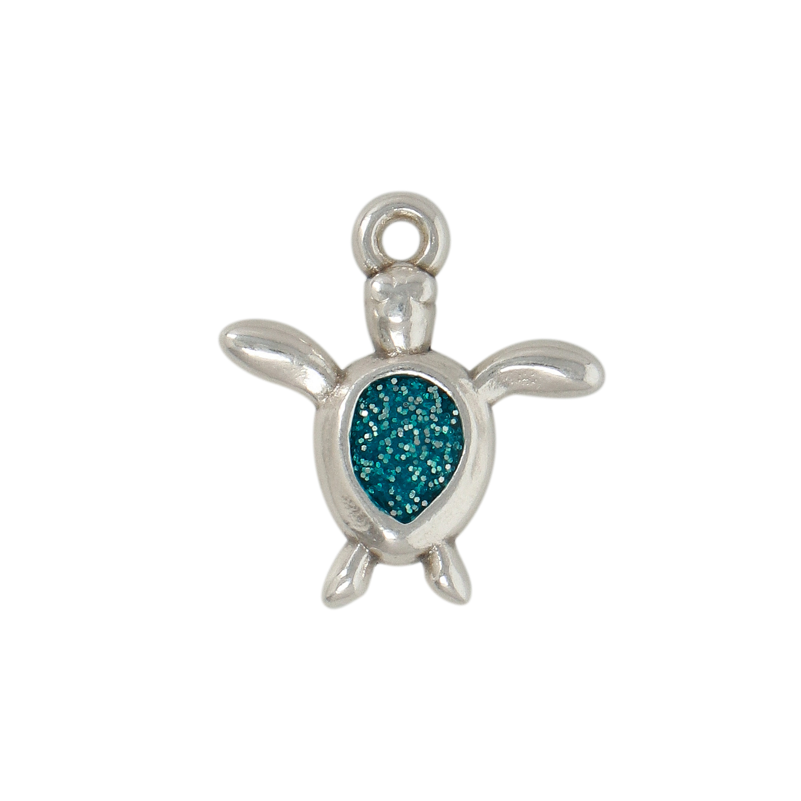 glitter enameled antique silver turtle charm 17mm | 2pc