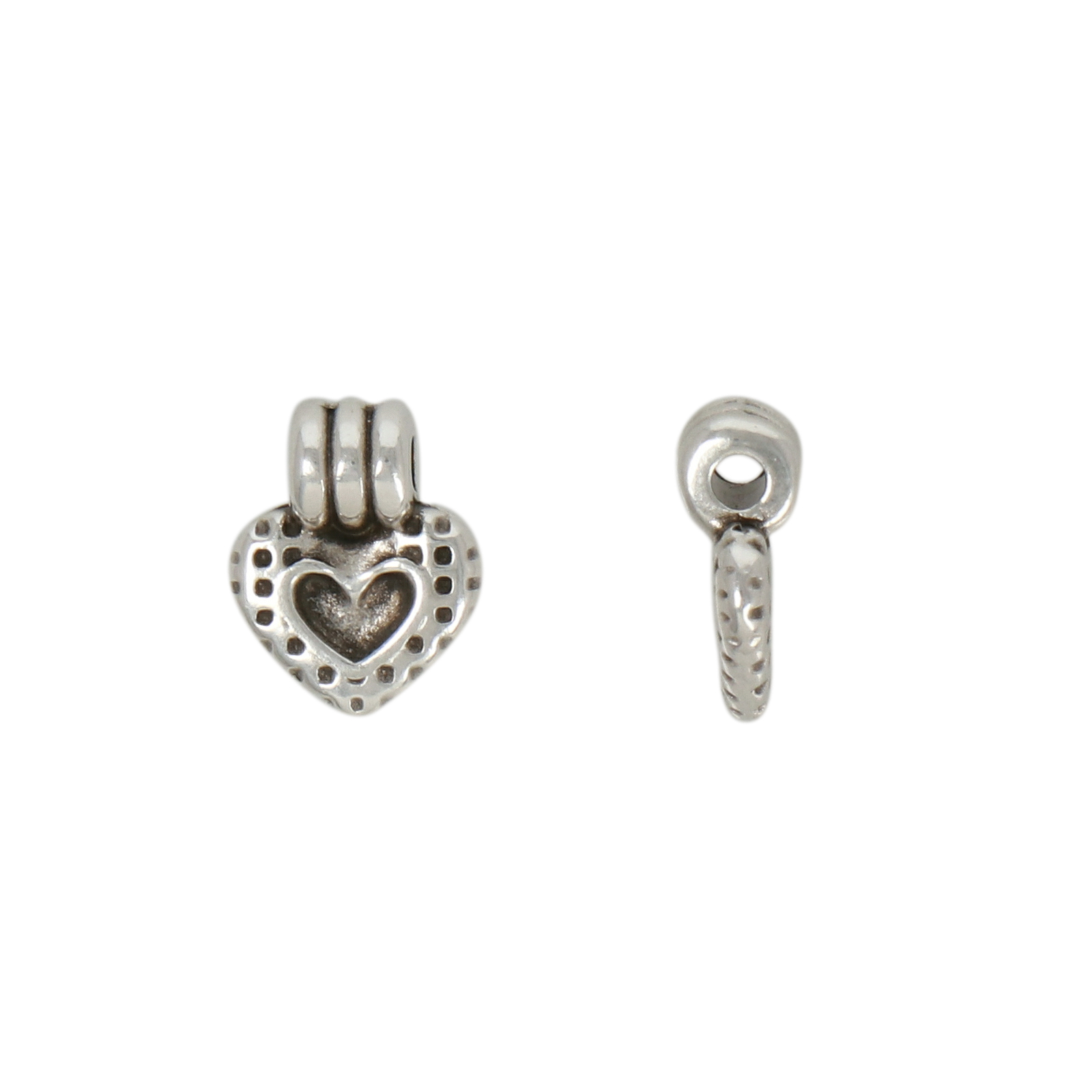 antique silver plated heart charm 8mm | 4pc