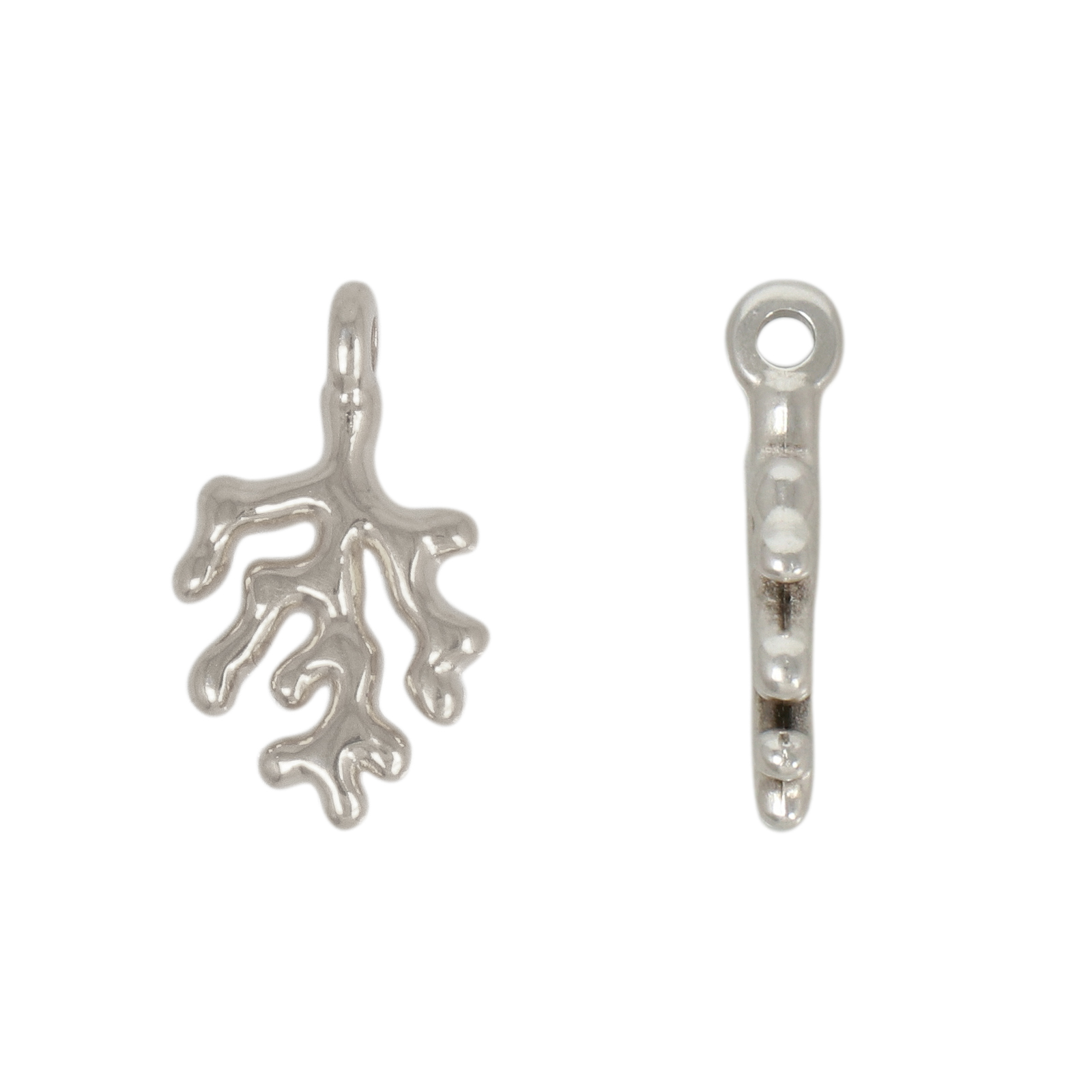antique silver plated coral charm 14x10mm | 4pc
