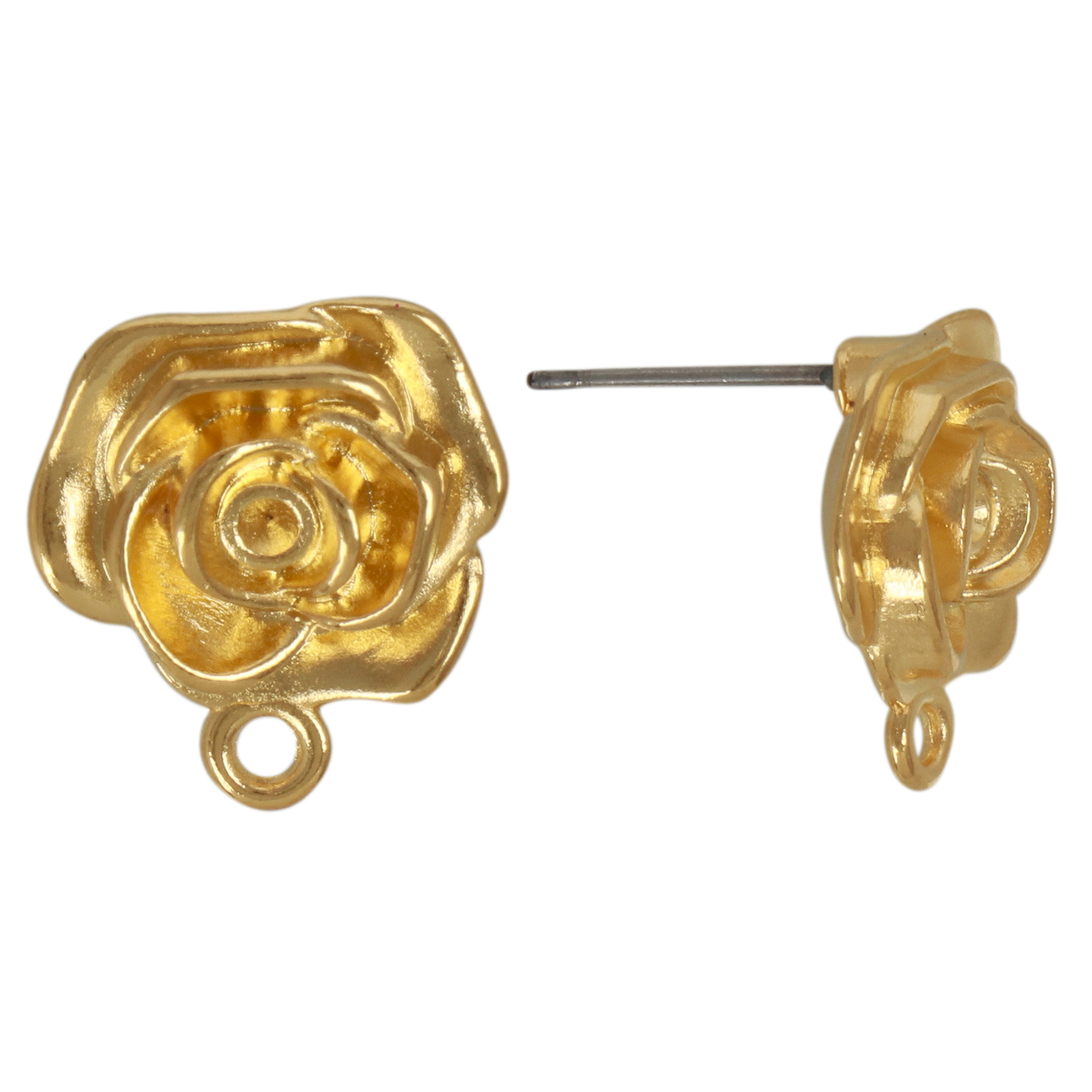gold plated rose post earring 13mm | 2pc