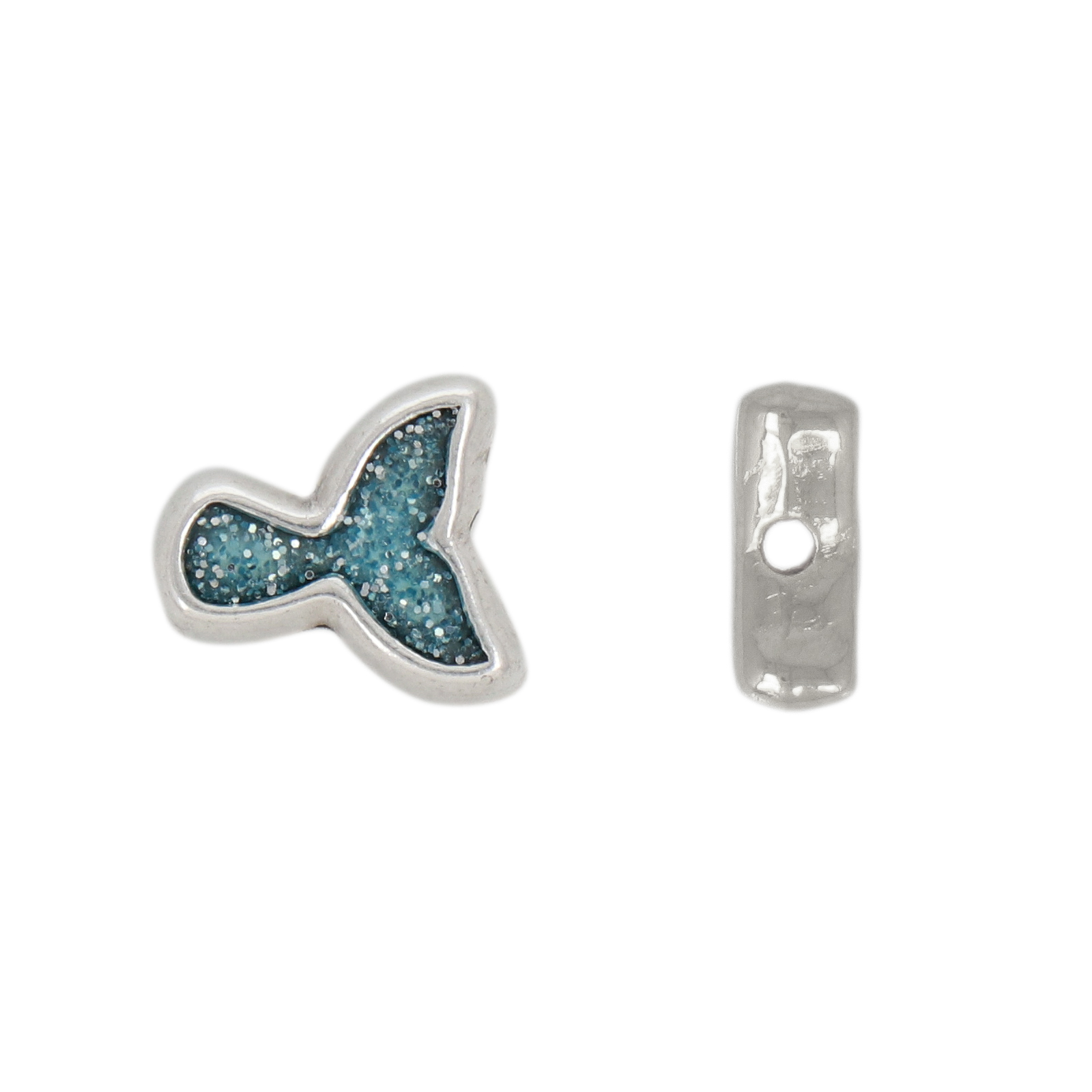 antique silver plated enameled beads mermaid 11x10mm | 2pc