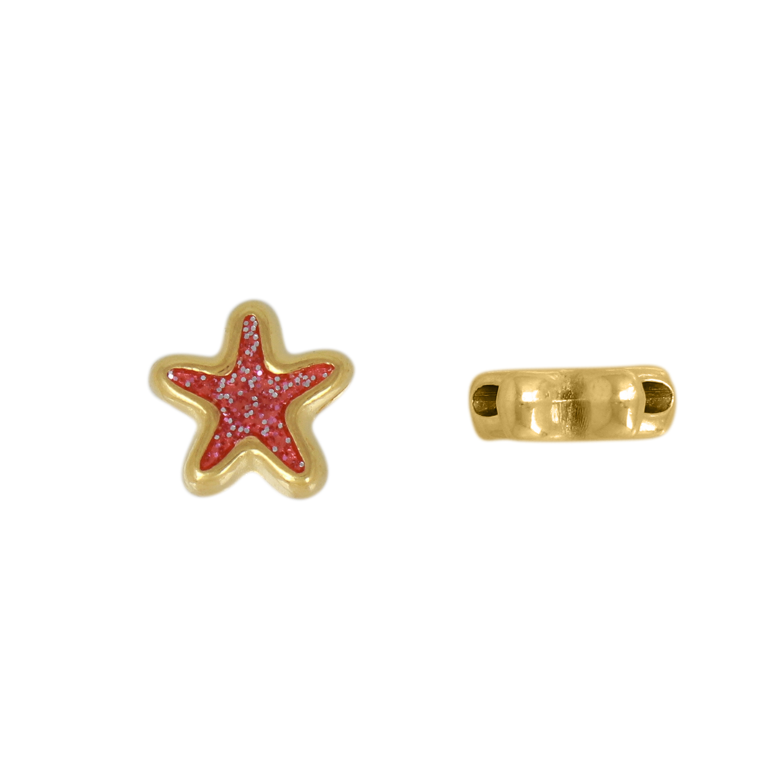 gold plated enameled beads starfish 10mm | 2pc