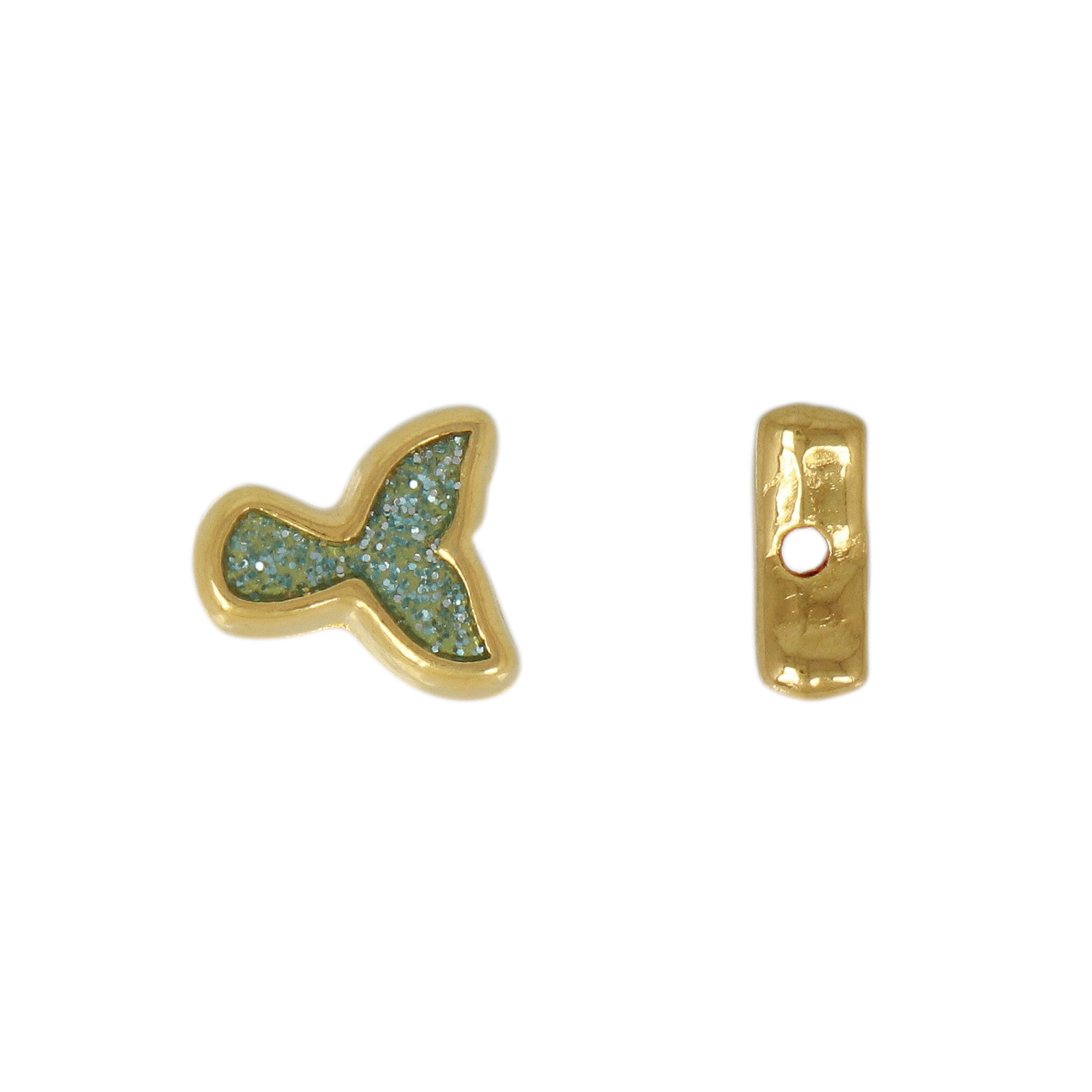 gold plated enameled beads mermaid 11x10mm | 2pc