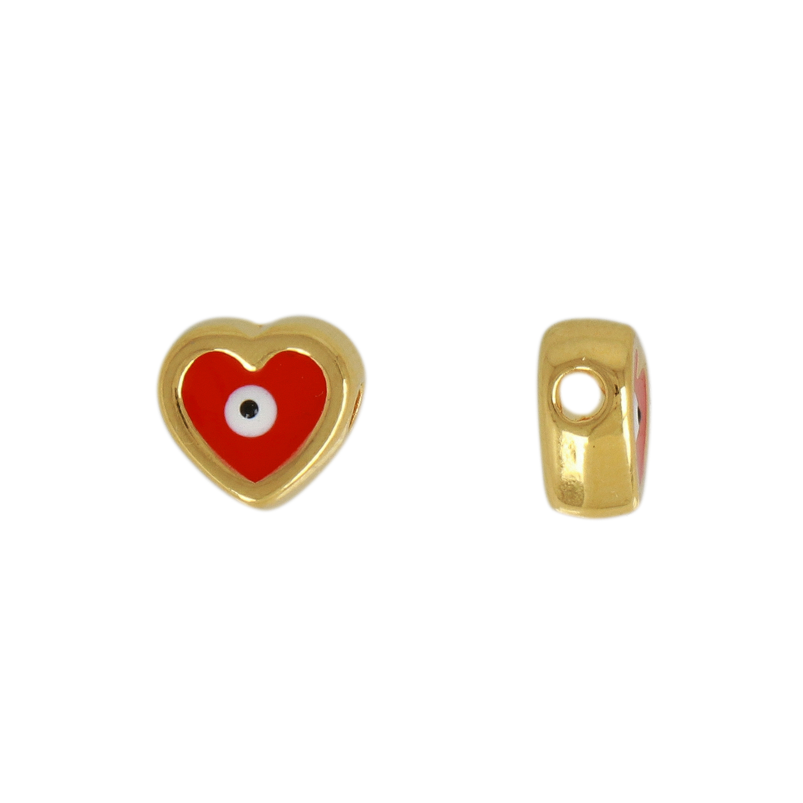 gold plated enameled beads heart 10mm | 2pc