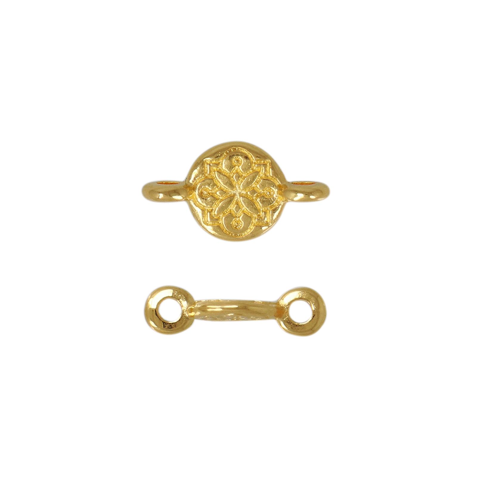 gold plated round mandala 7mm | 4pc