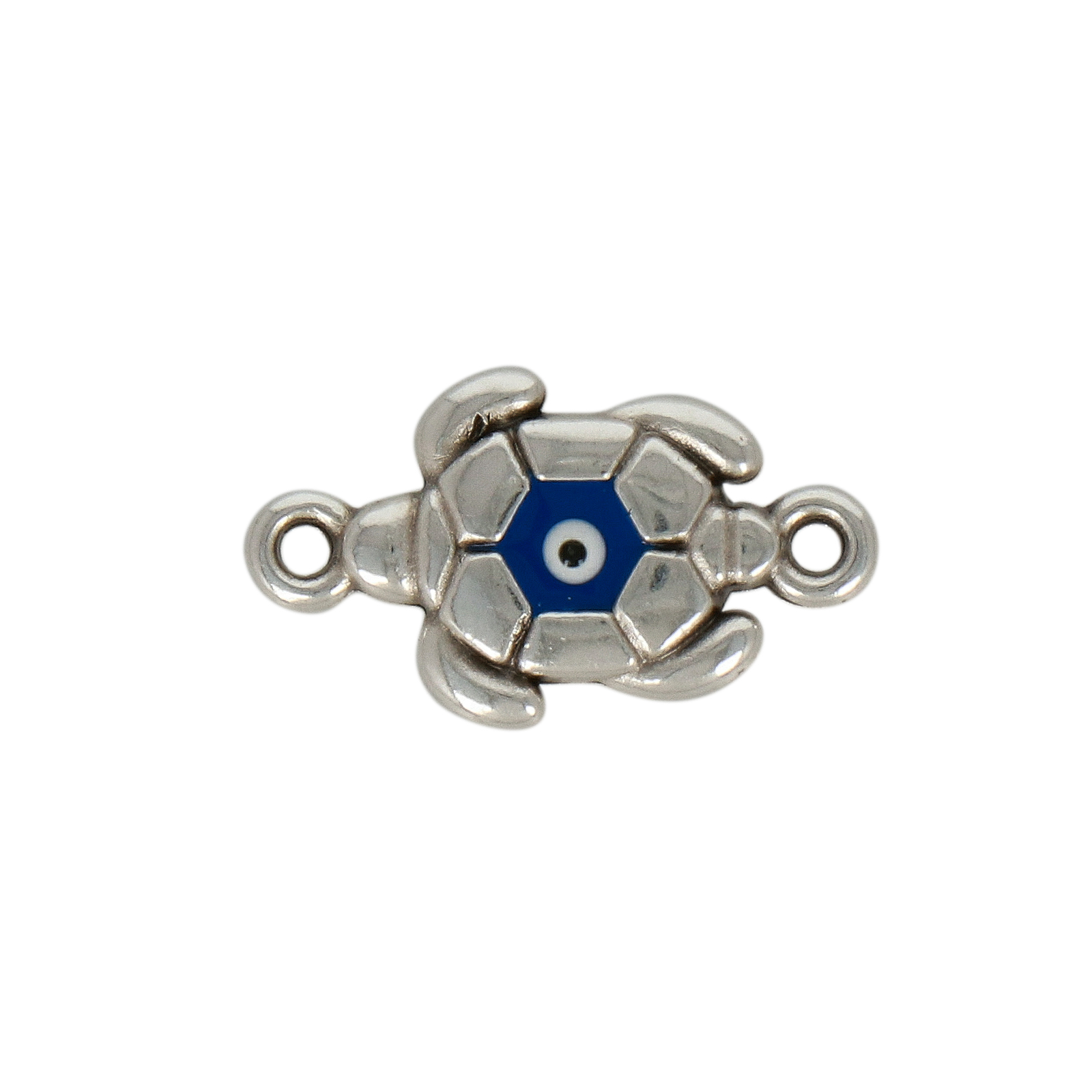 antique silver plated enameled blue turtle link 13x11mm | 2pc